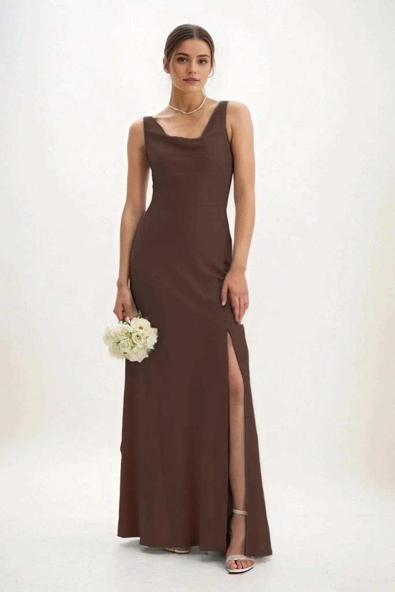 Sheath-Column Maxi Luxe Satin Dress CB0816CS