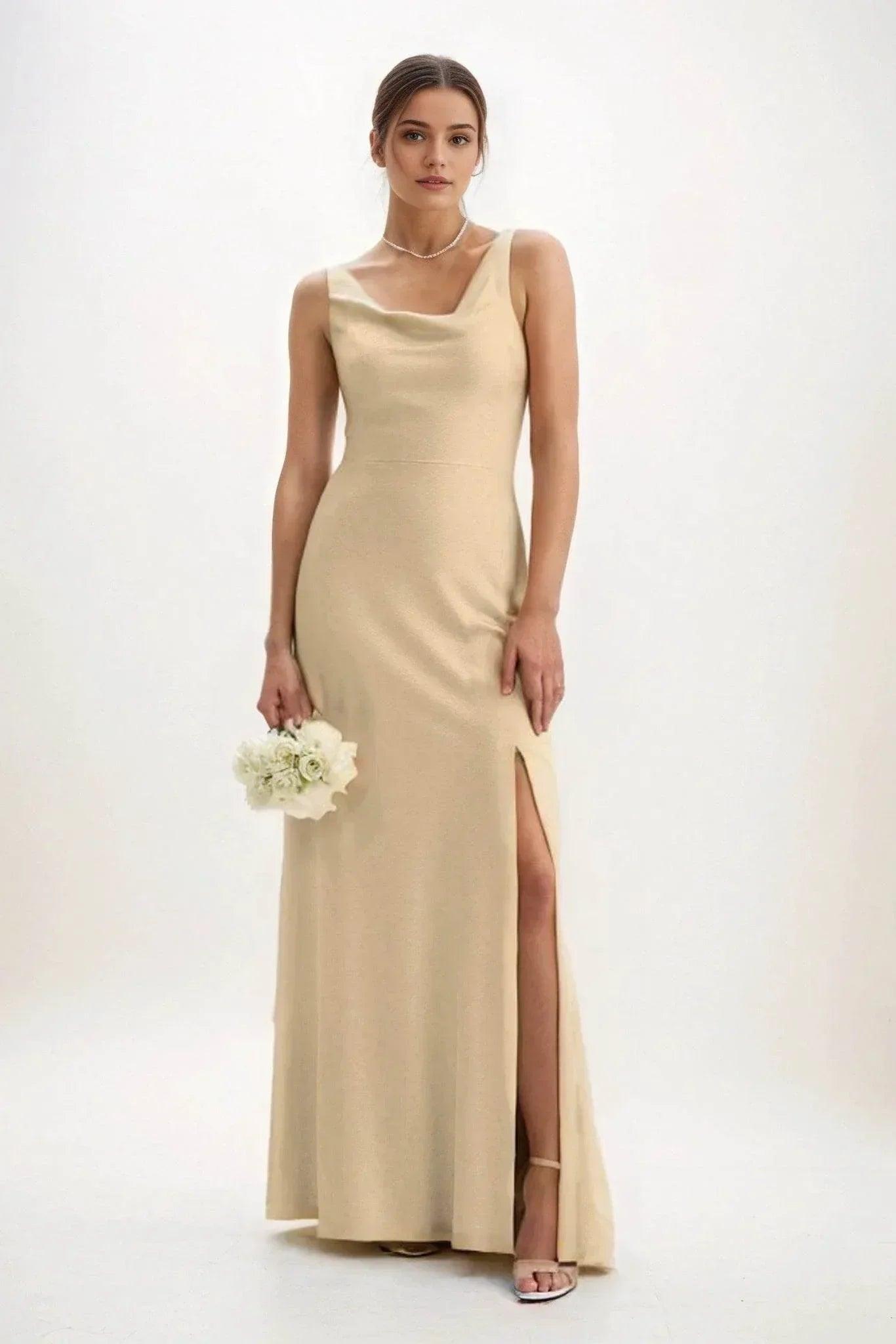 Sheath-Column Maxi Luxe Satin Dress CB0816CS