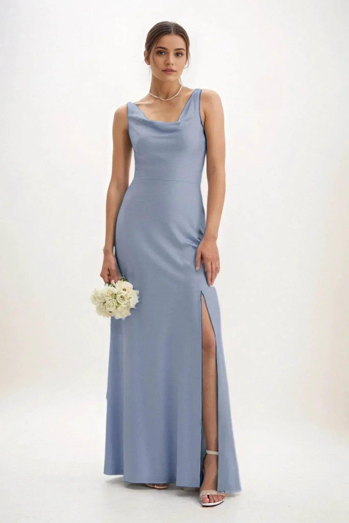Sheath-Column Maxi Luxe Satin Dress CB0816CS