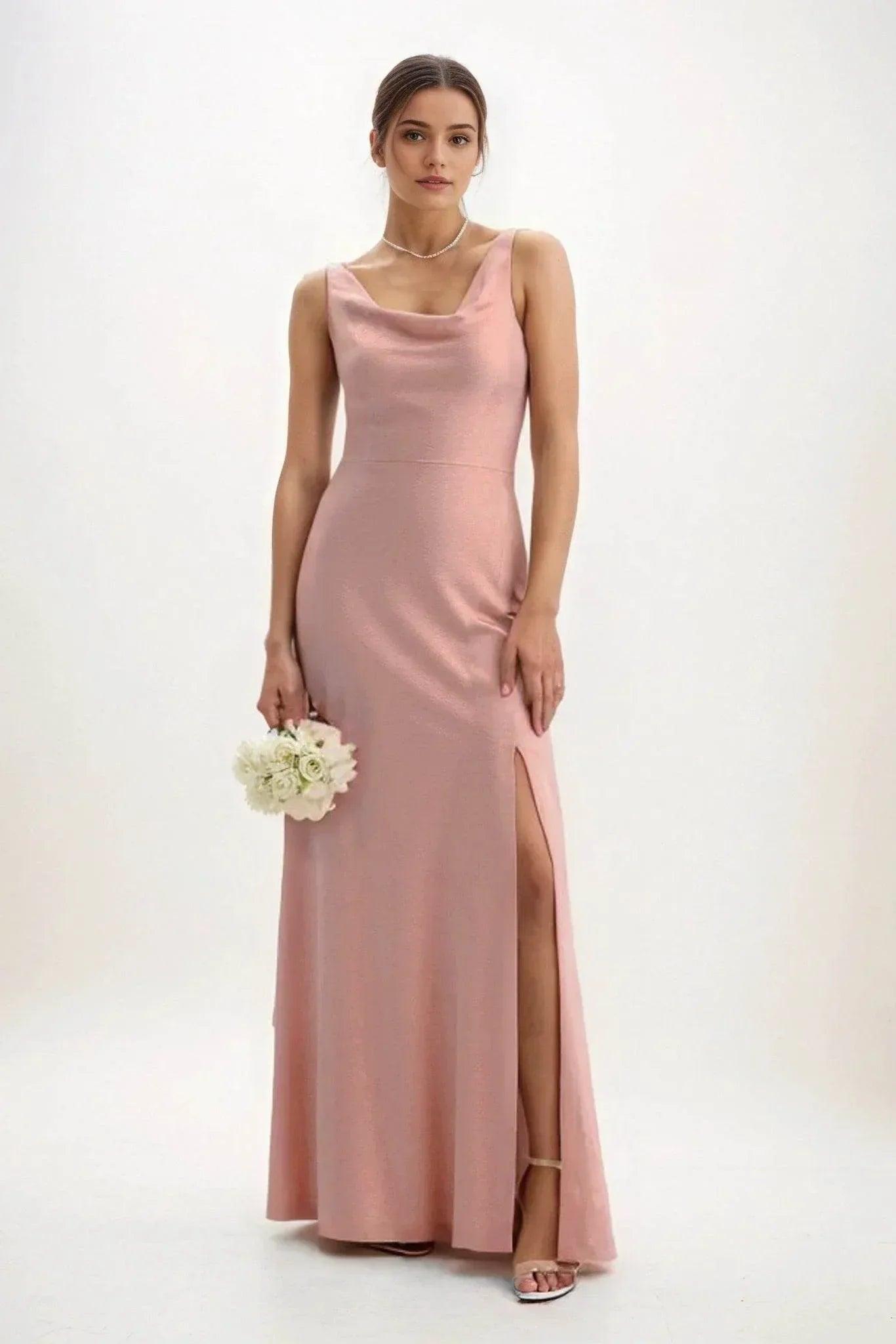 Sheath-Column Maxi Luxe Satin Dress CB0816CS