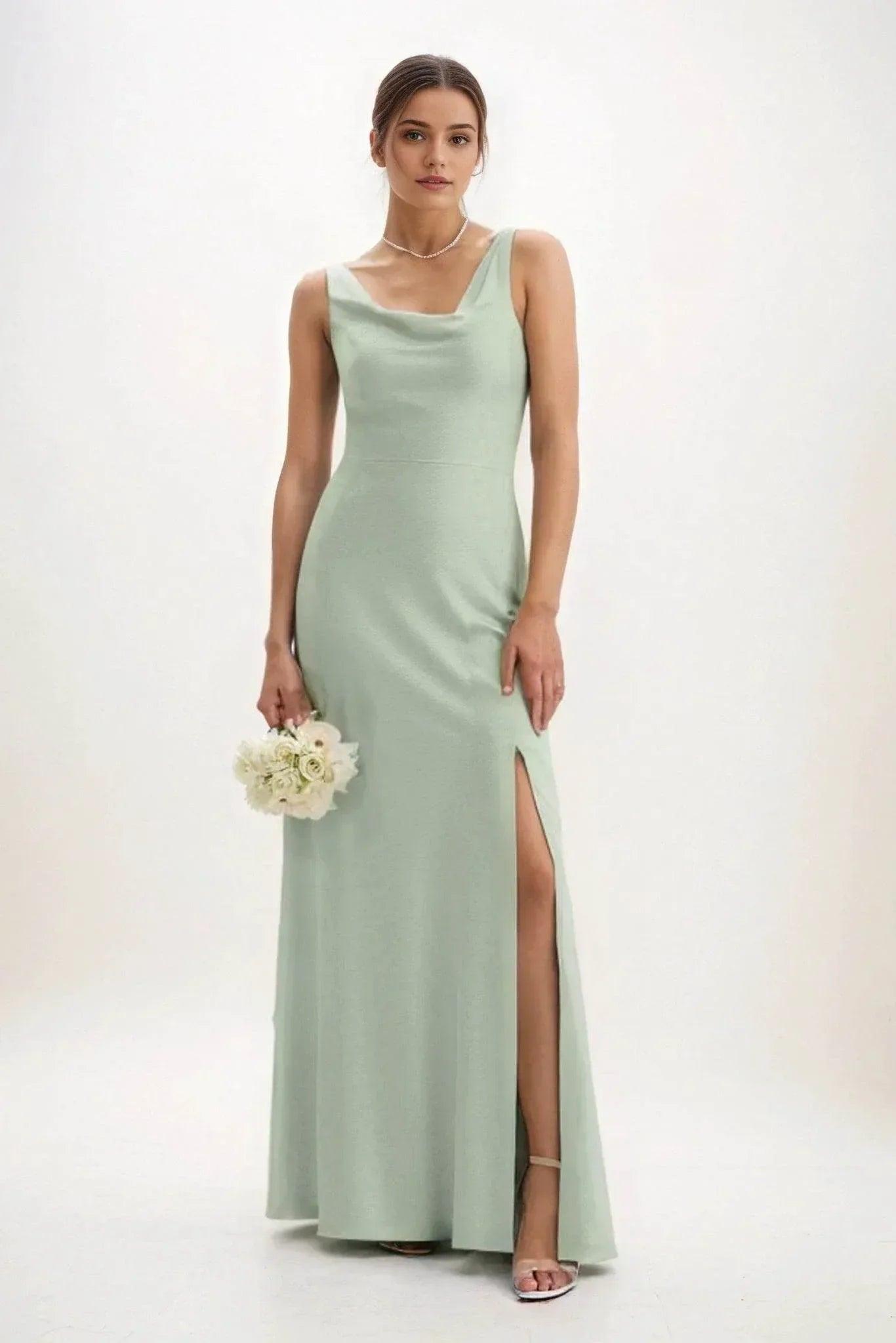 Sheath-Column Maxi Luxe Satin Dress CB0816CS