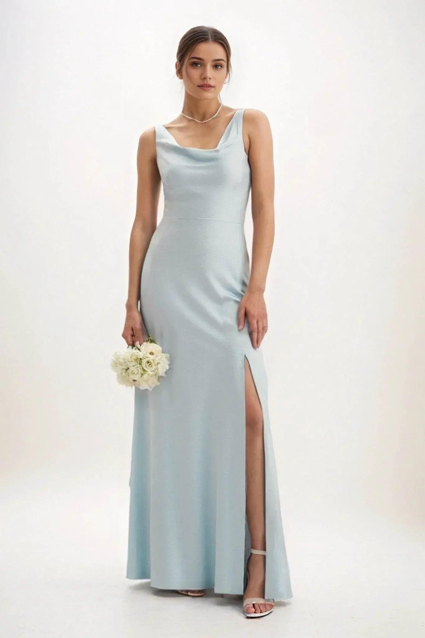 Sheath-Column Maxi Luxe Satin Dress CB0816CS