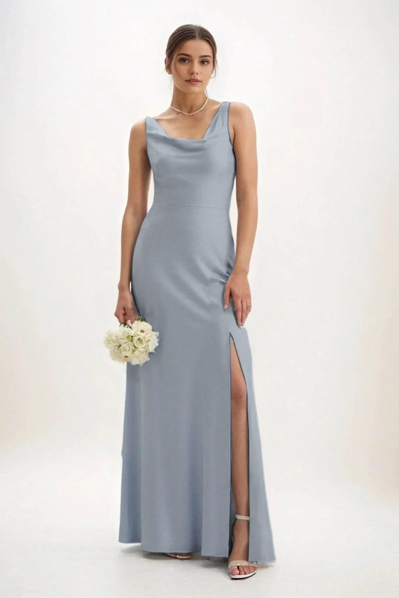 Sheath-Column Maxi Luxe Satin Dress CB0816CS
