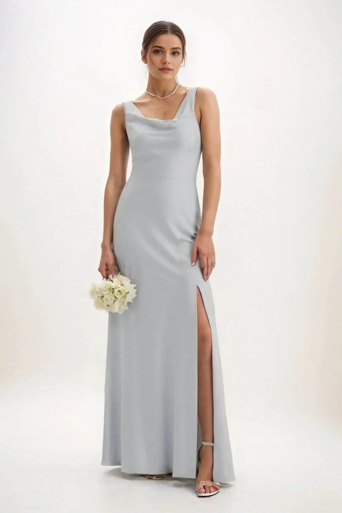 Sheath-Column Maxi Luxe Satin Dress CB0816CS