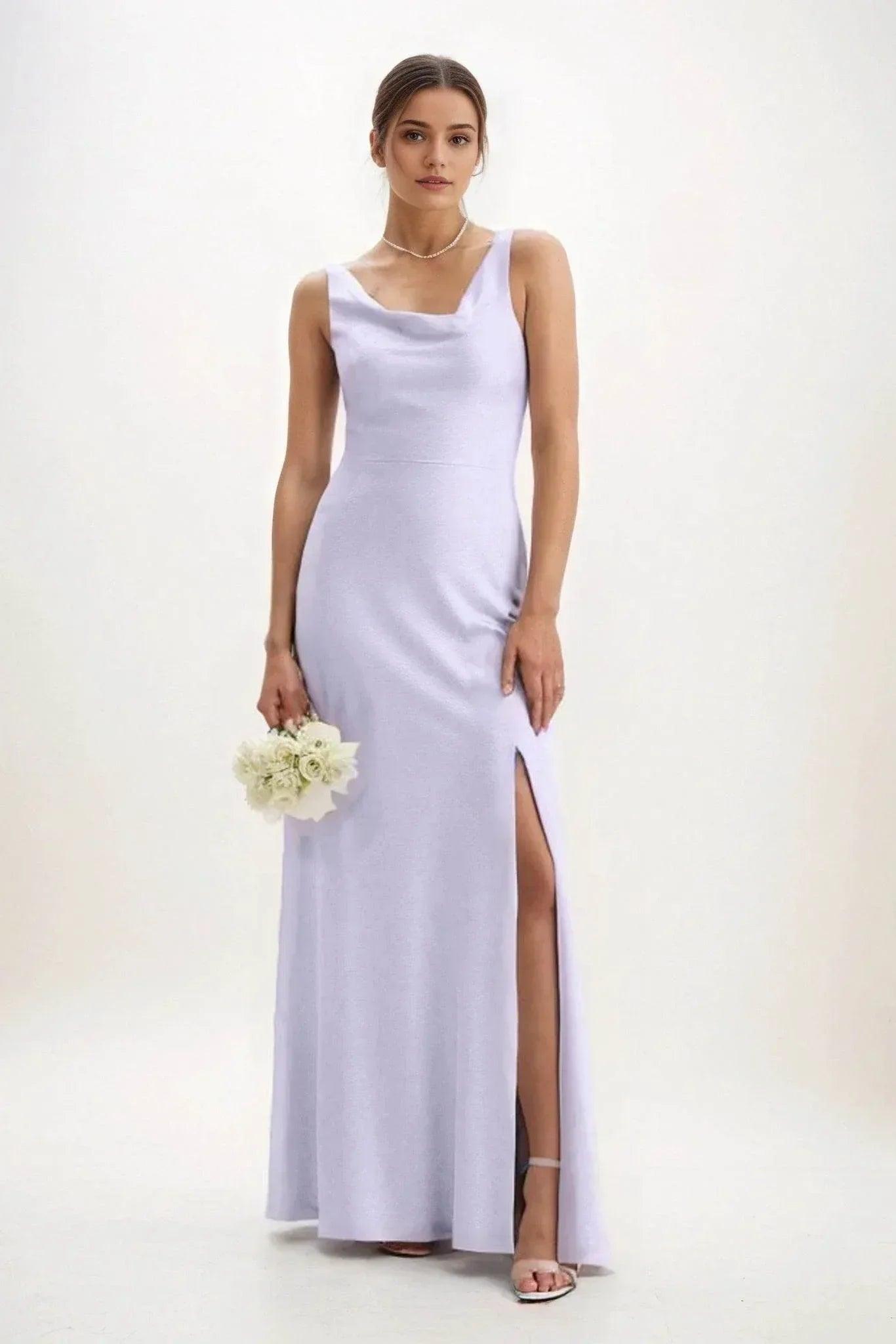 Sheath-Column Maxi Luxe Satin Dress CB0816CS