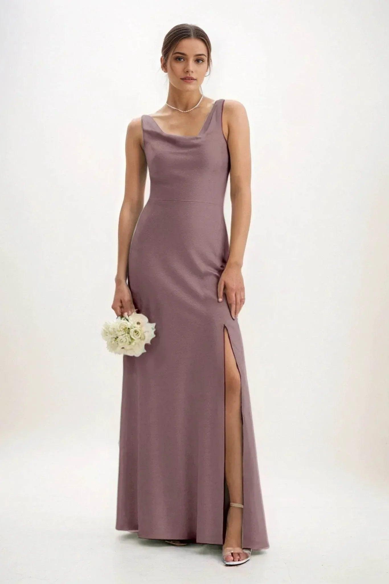 Sheath-Column Maxi Luxe Satin Dress CB0816CS