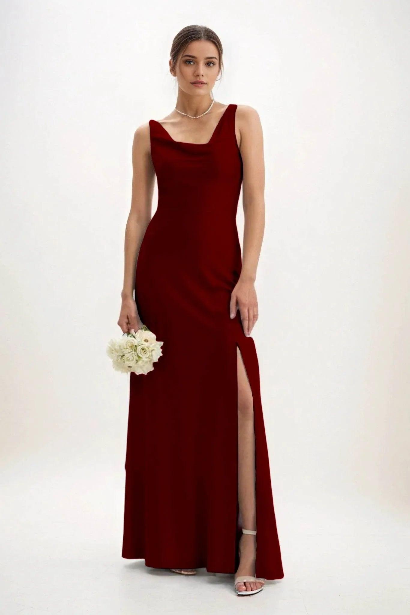 Sheath-Column Maxi Luxe Satin Dress CB0816CS