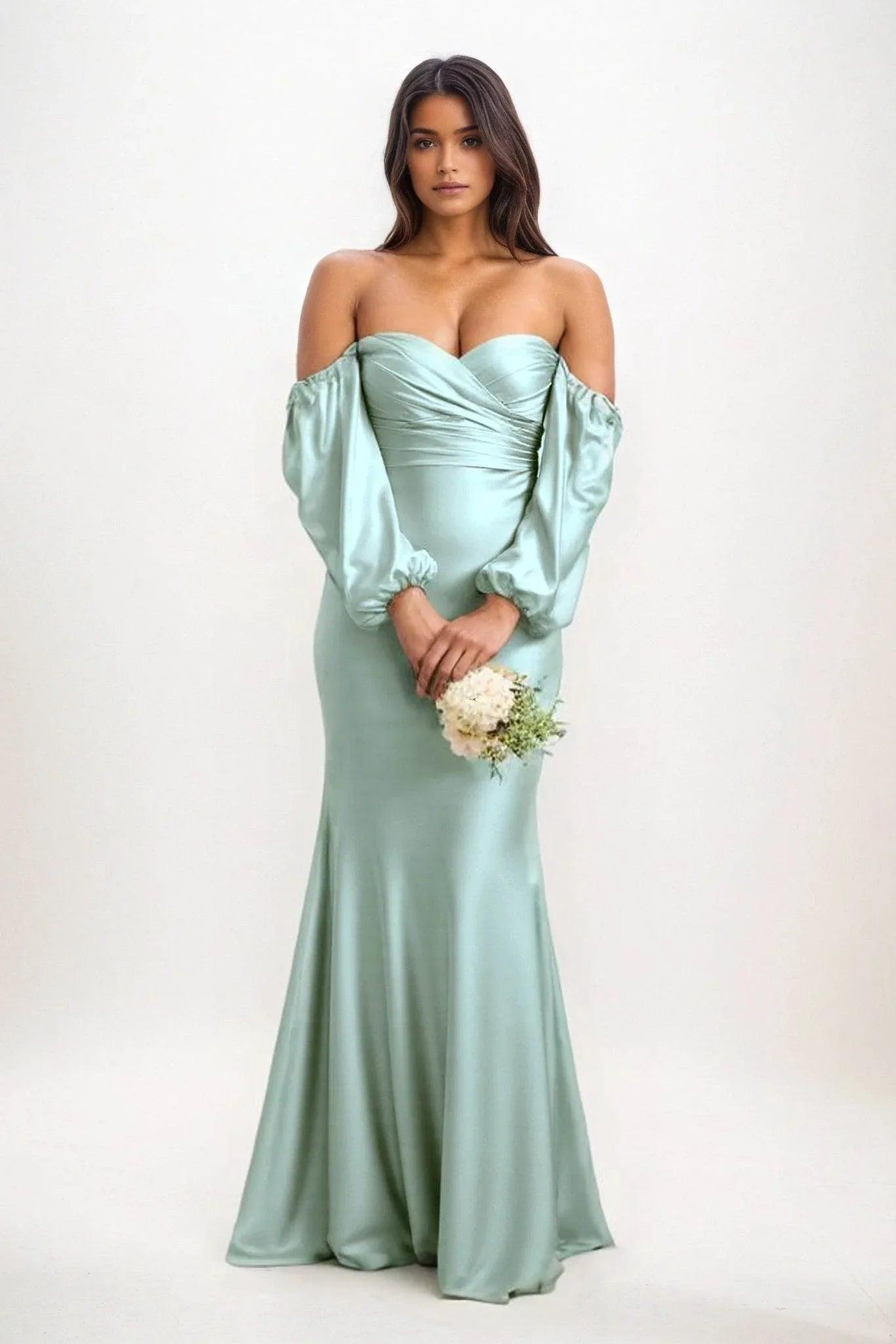 Trumpet-Mermaid Maxi Luxe Satin Bridesmaid Dress CB0817