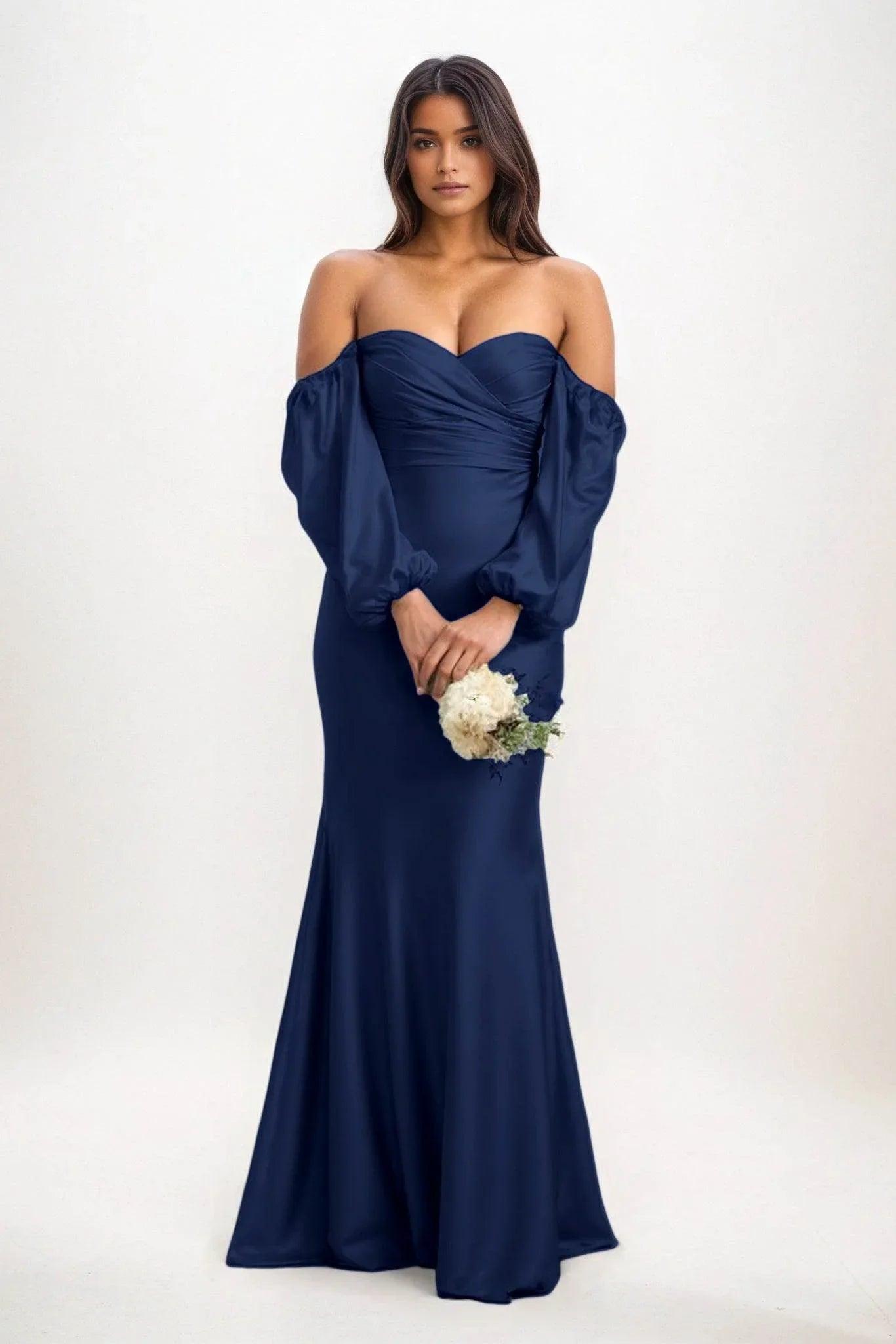 Trumpet-Mermaid Maxi Luxe Satin Bridesmaid Dress CB0817