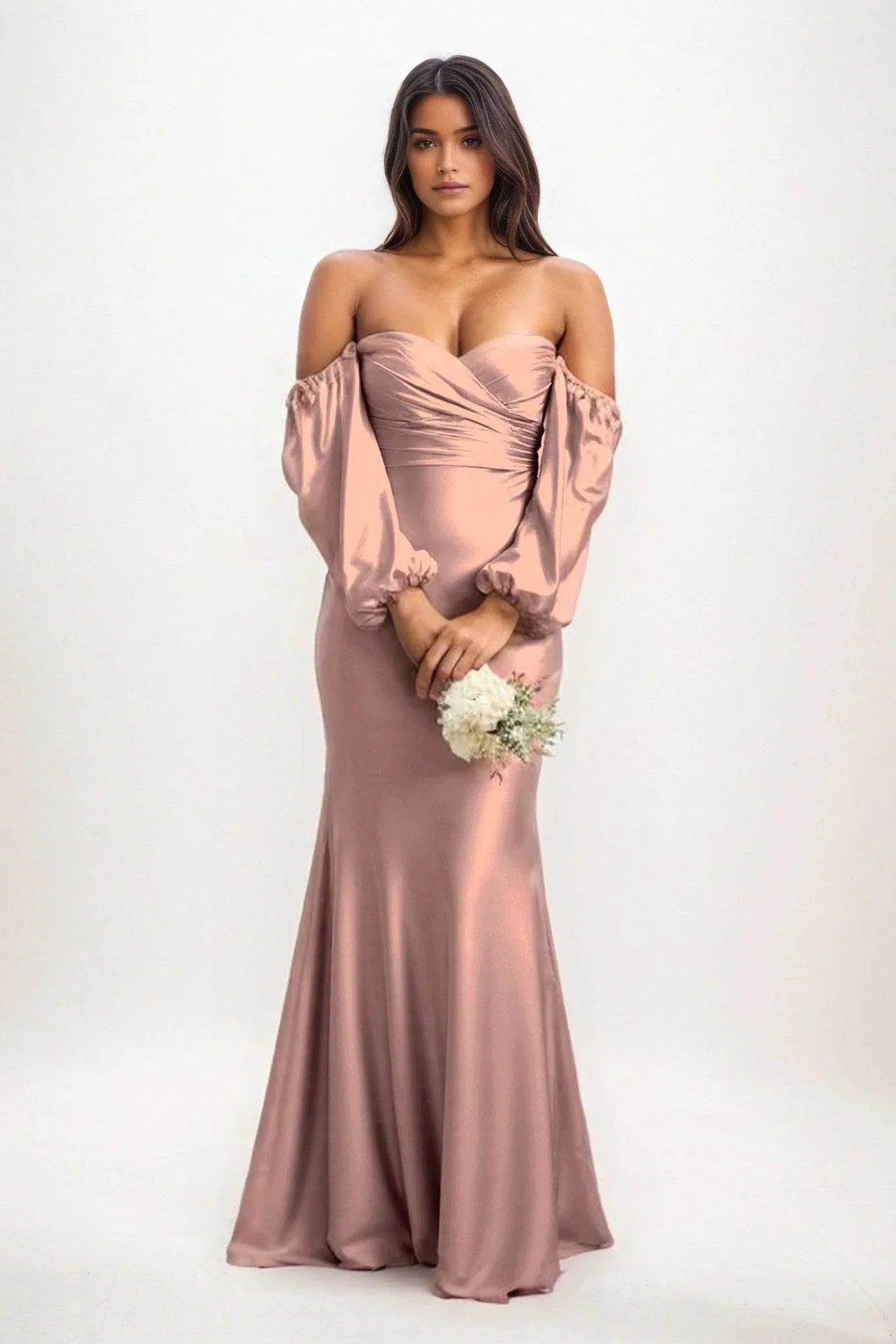 Trumpet-Mermaid Maxi Luxe Satin Bridesmaid Dress CB0817