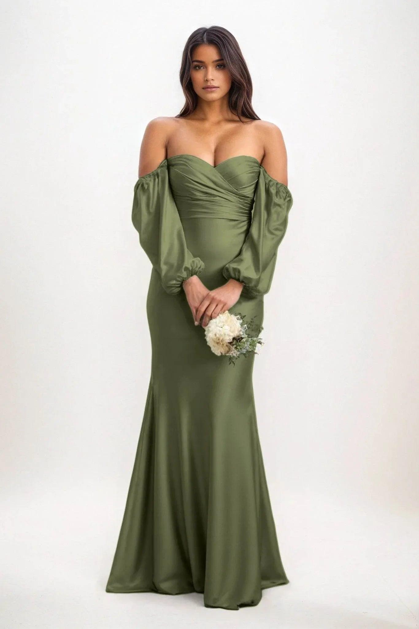 Trumpet-Mermaid Maxi Luxe Satin Bridesmaid Dress CB0817
