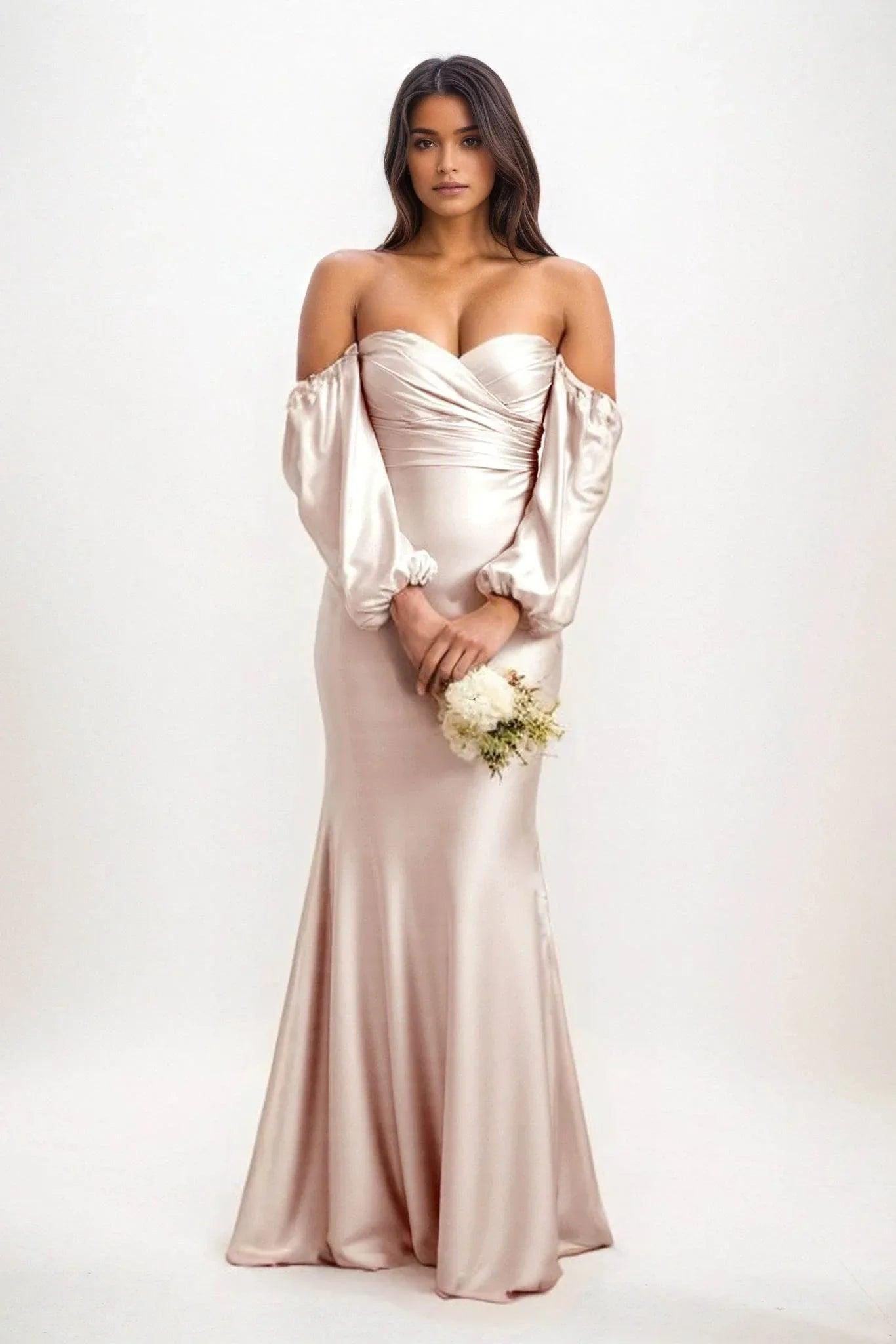 Trumpet-Mermaid Maxi Luxe Satin Bridesmaid Dress CB0817