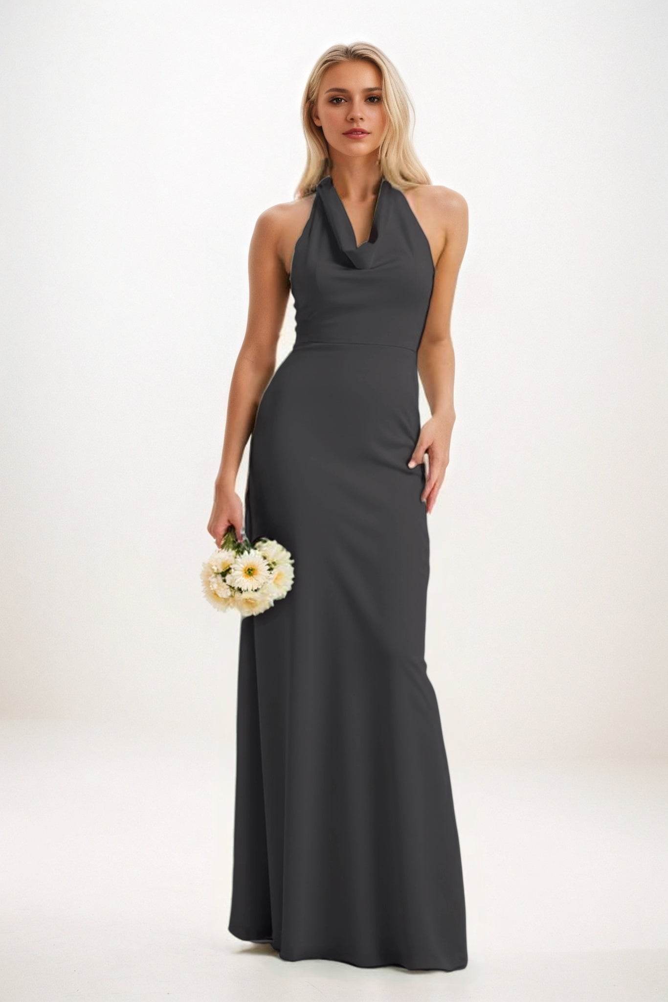 Sheath-Column Maxi Elastic Cloth Bridesmaid Dress CB0819