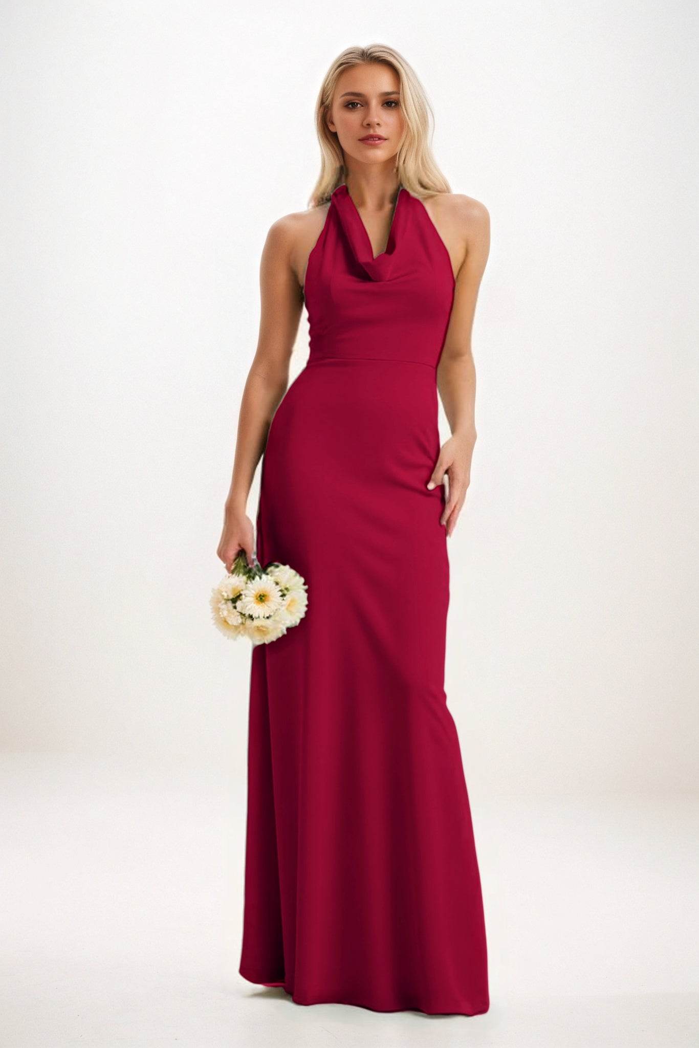 Sheath-Column Maxi Elastic Cloth Bridesmaid Dress CB0819