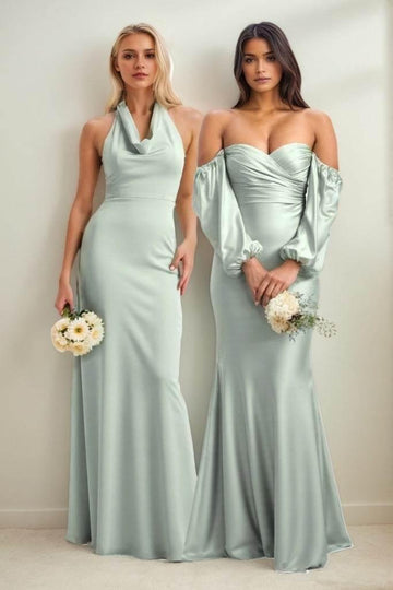 Trumpet-Mermaid Maxi Luxe Satin Bridesmaid Dress CB0817