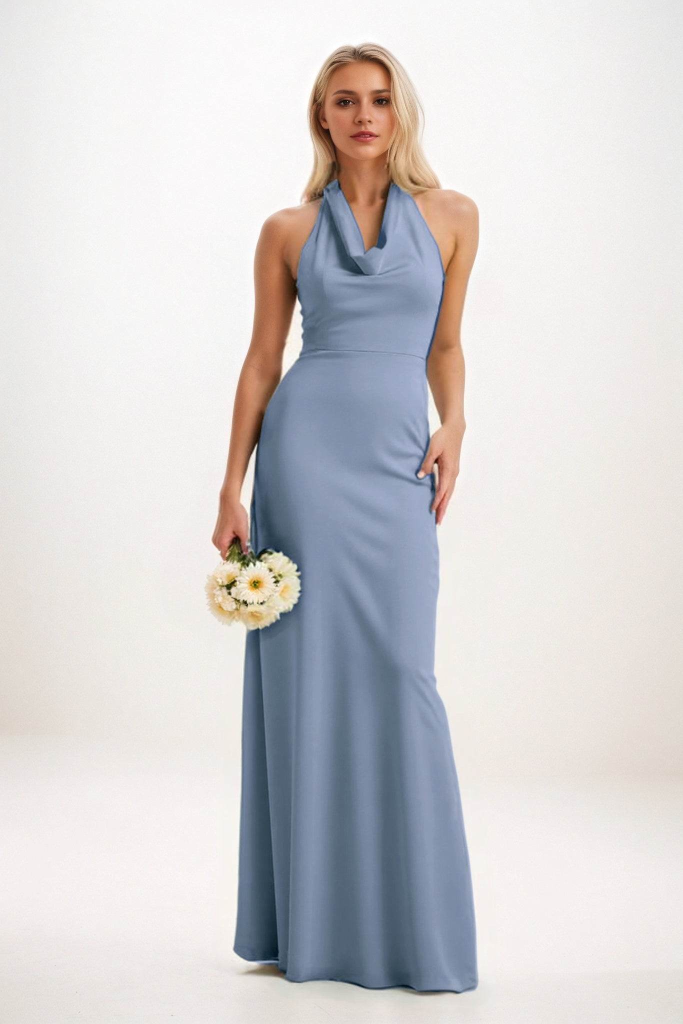 Sheath-Column Maxi Elastic Cloth Bridesmaid Dress CB0819