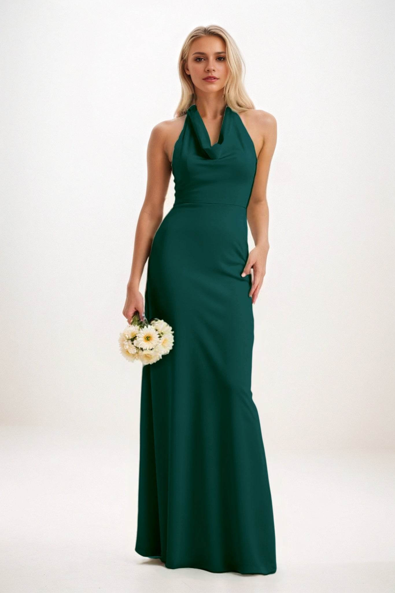 Sheath-Column Maxi Elastic Cloth Bridesmaid Dress CB0819