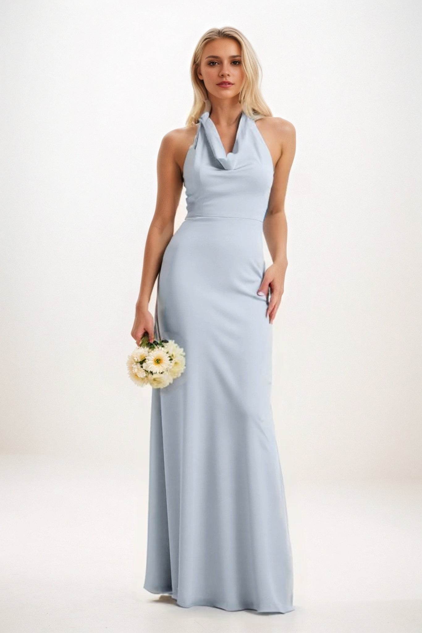 Sheath-Column Maxi Elastic Cloth Bridesmaid Dress CB0819