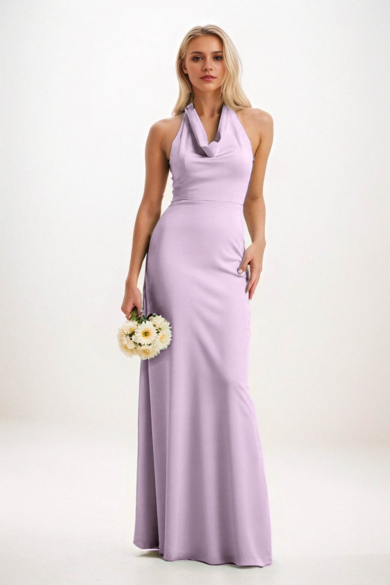 Sheath-Column Maxi Elastic Cloth Bridesmaid Dress CB0819