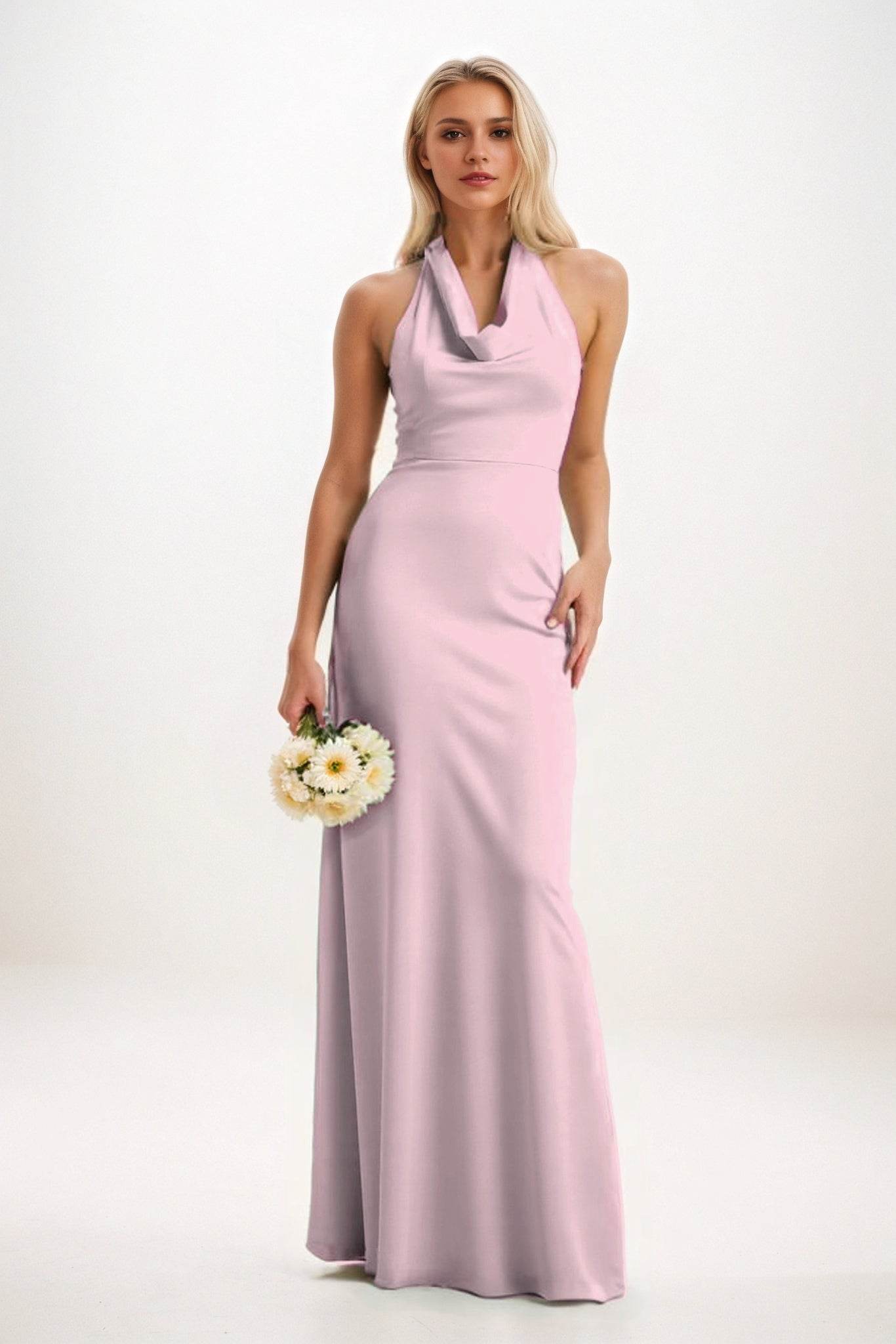 Sheath-Column Maxi Elastic Cloth Bridesmaid Dress CB0819