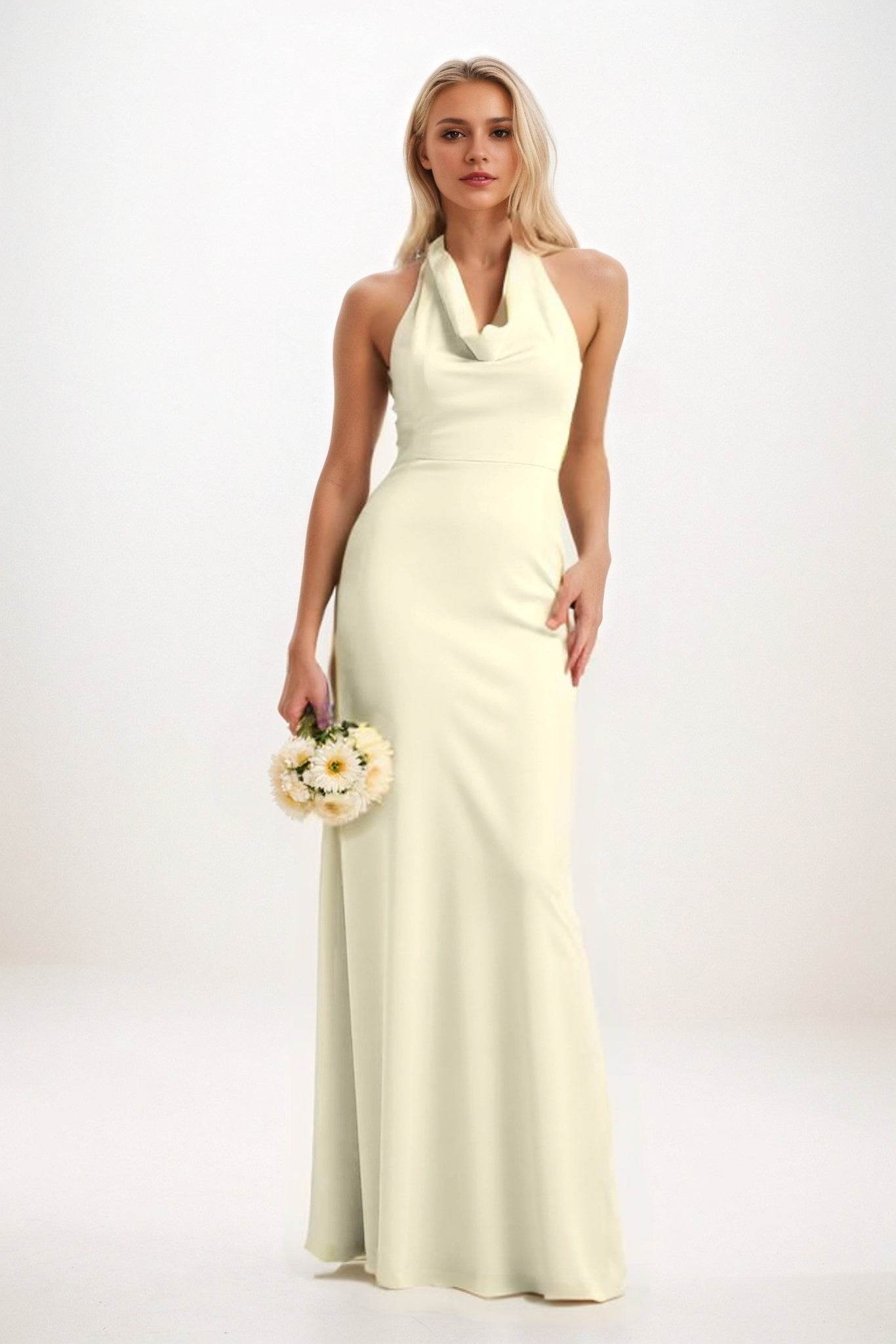 Sheath-Column Maxi Elastic Cloth Bridesmaid Dress CB0819