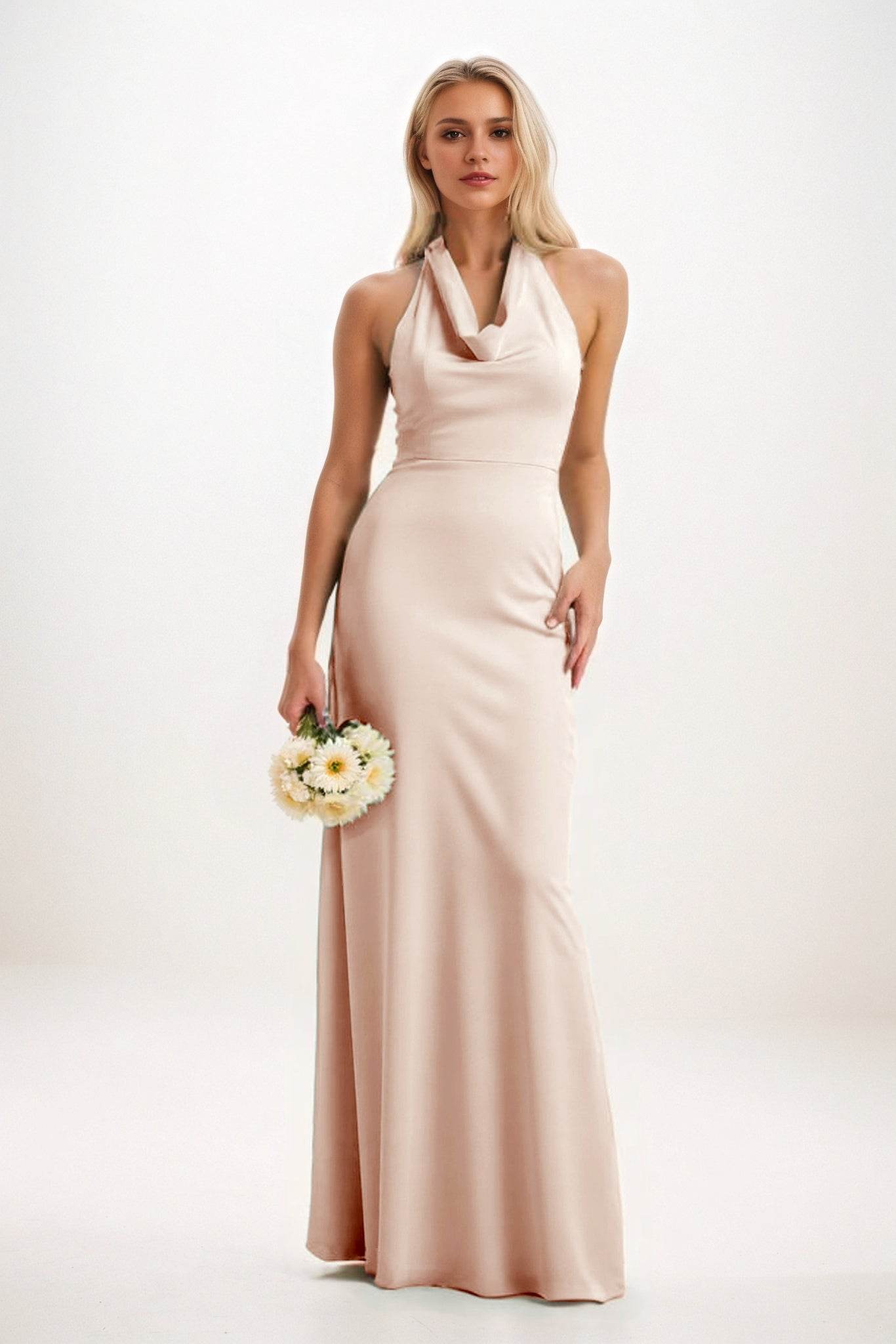 Sheath-Column Maxi Elastic Cloth Bridesmaid Dress CB0819