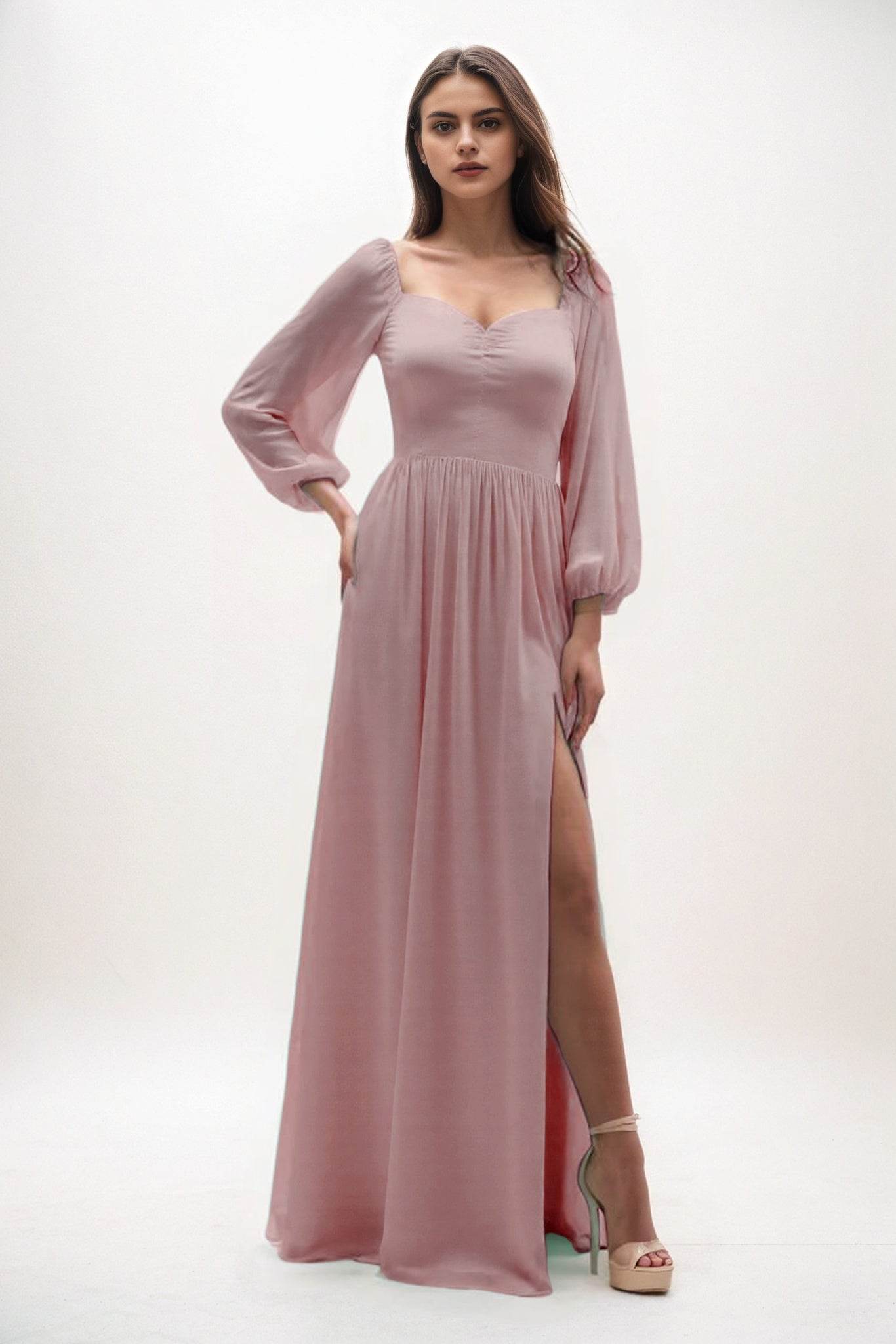 A-Line Maxi Chiffon Bridesmaid Dress CB0821