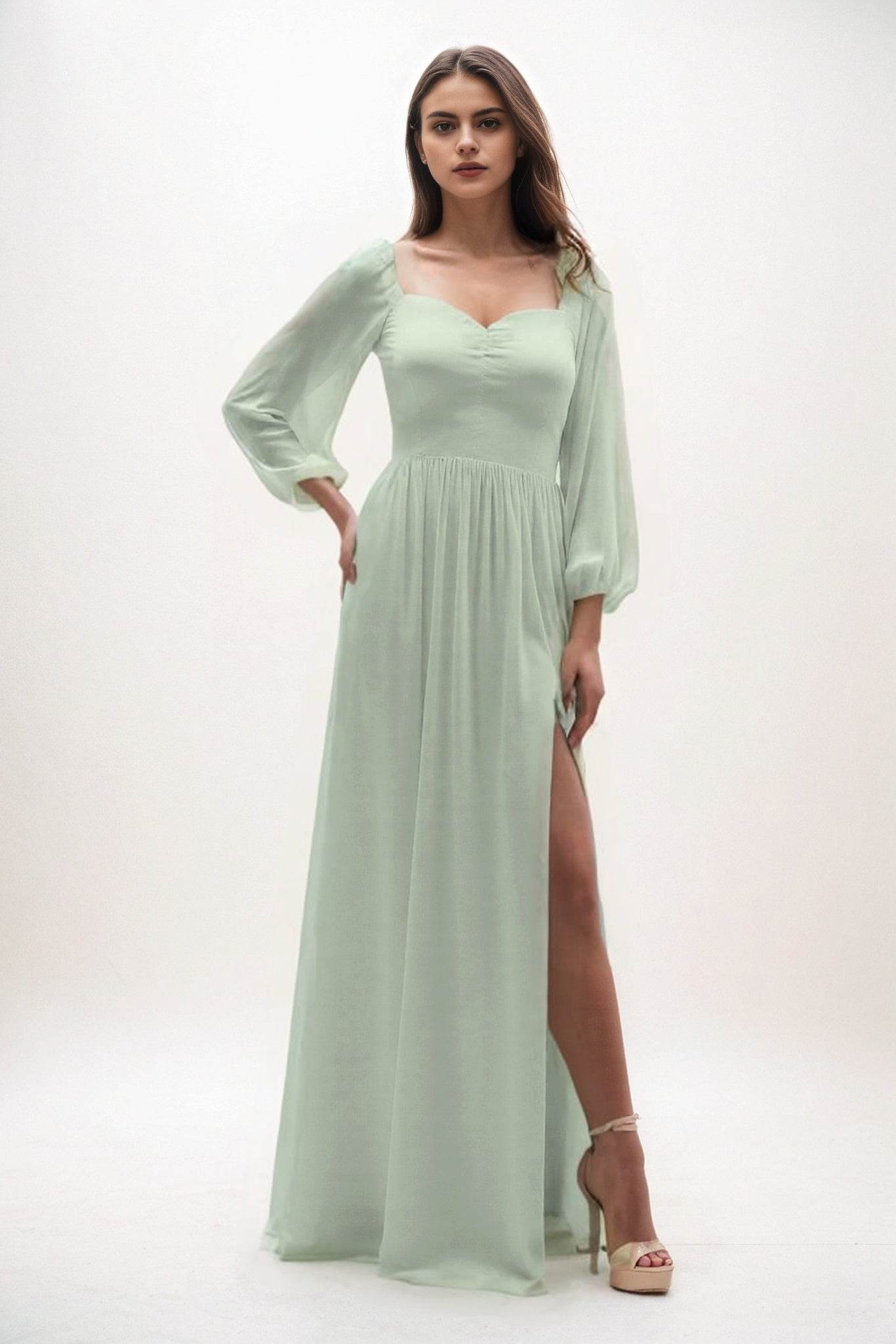 A-Line Maxi Chiffon Bridesmaid Dress CB0821