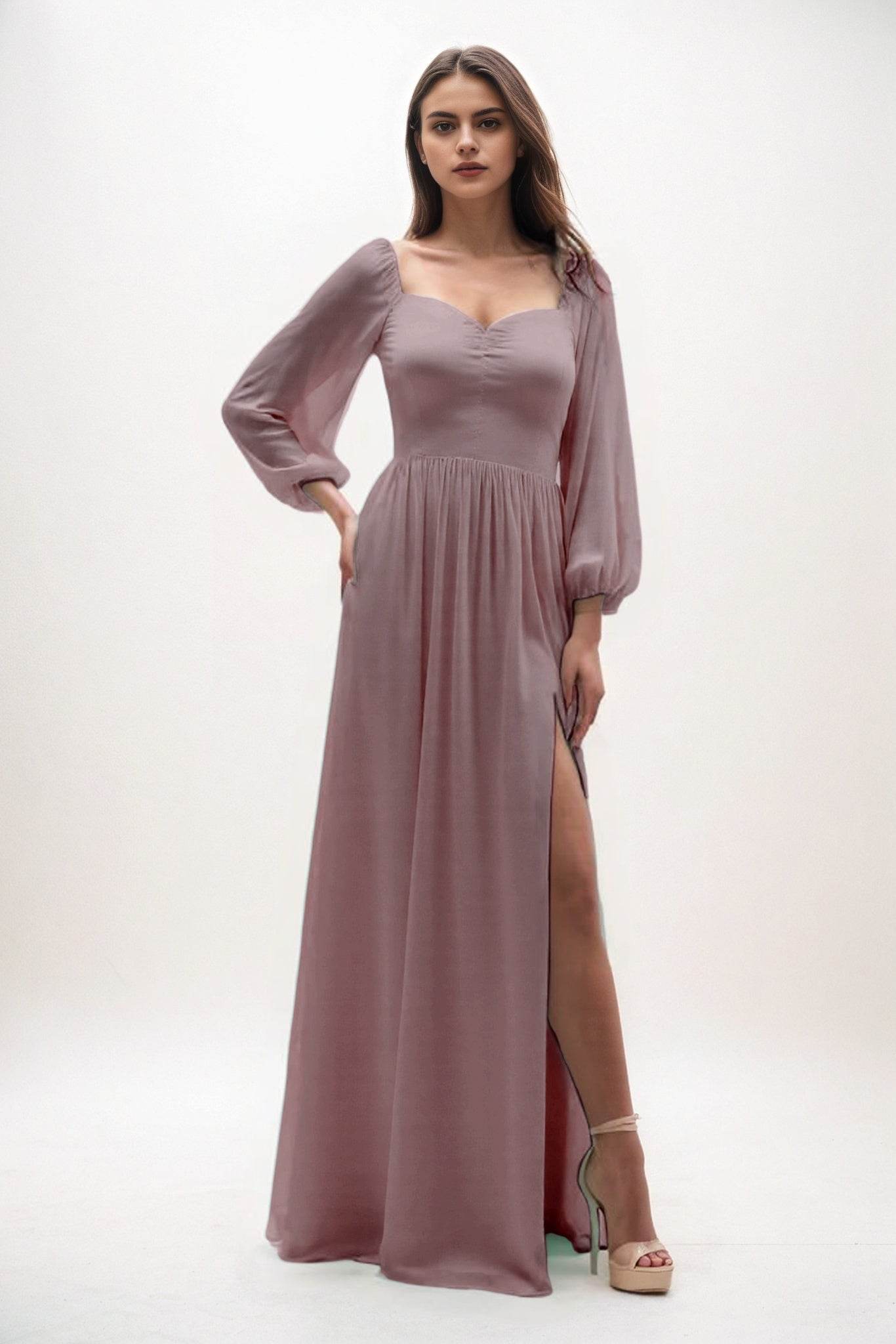 A-Line Maxi Chiffon Bridesmaid Dress CB0821