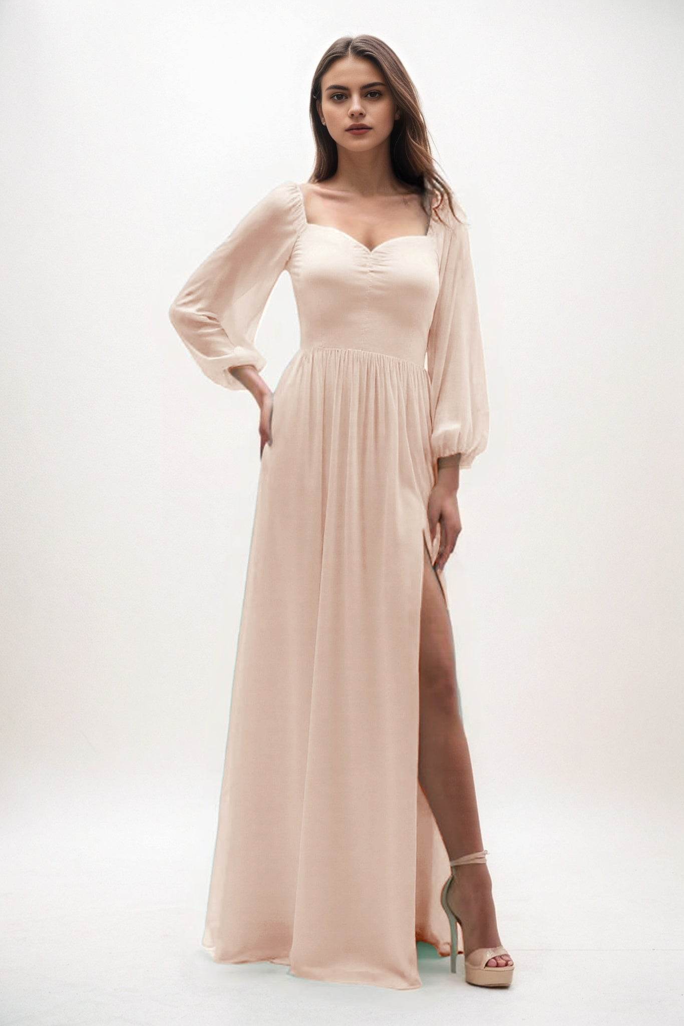 A-Line Maxi Chiffon Bridesmaid Dress CB0821