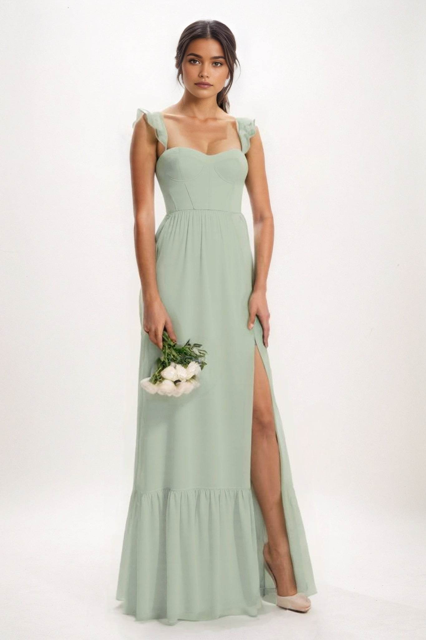 A-Line Maxi Chiffon Bridesmaid Dress CB0823