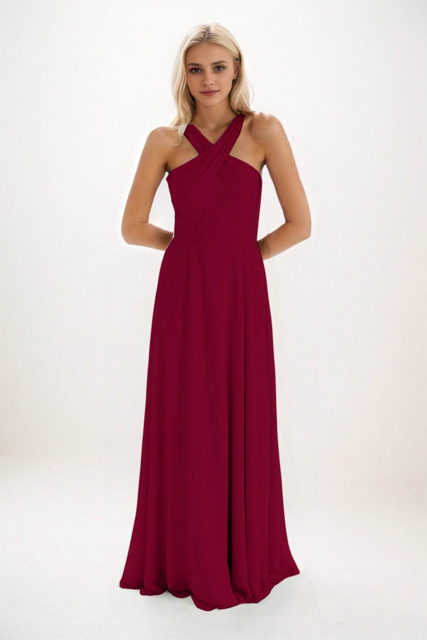 A-Line Maxi Chiffon Bridesmaid Dress CB0824