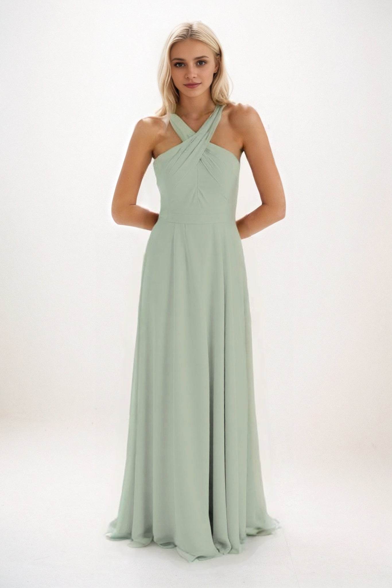 A-Line Maxi Chiffon Bridesmaid Dress CB0824