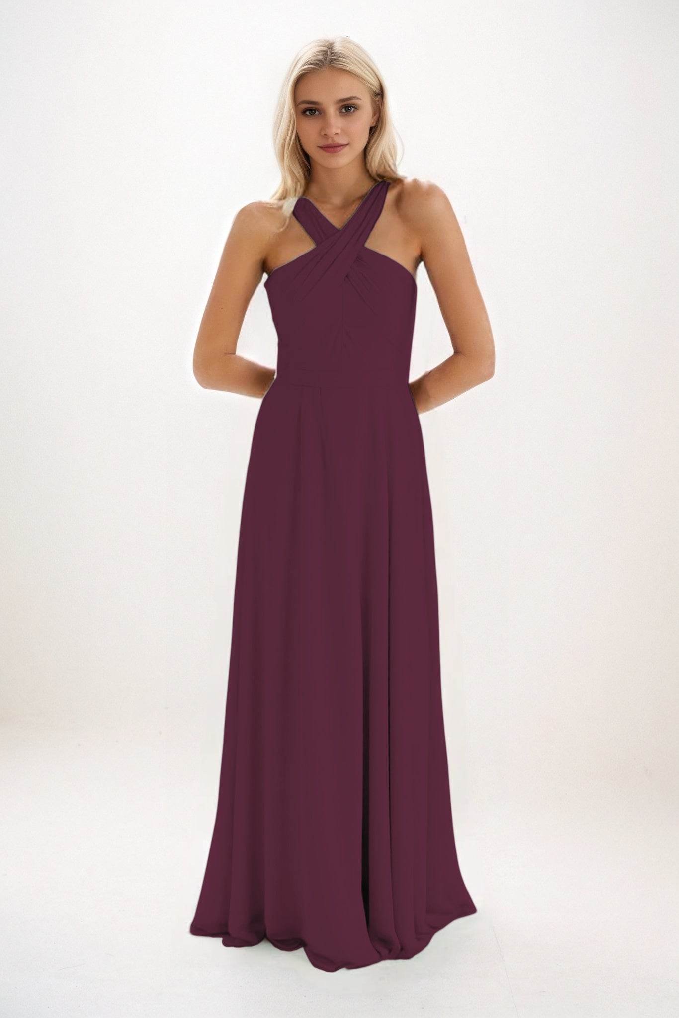 A-Line Maxi Chiffon Bridesmaid Dress CB0824