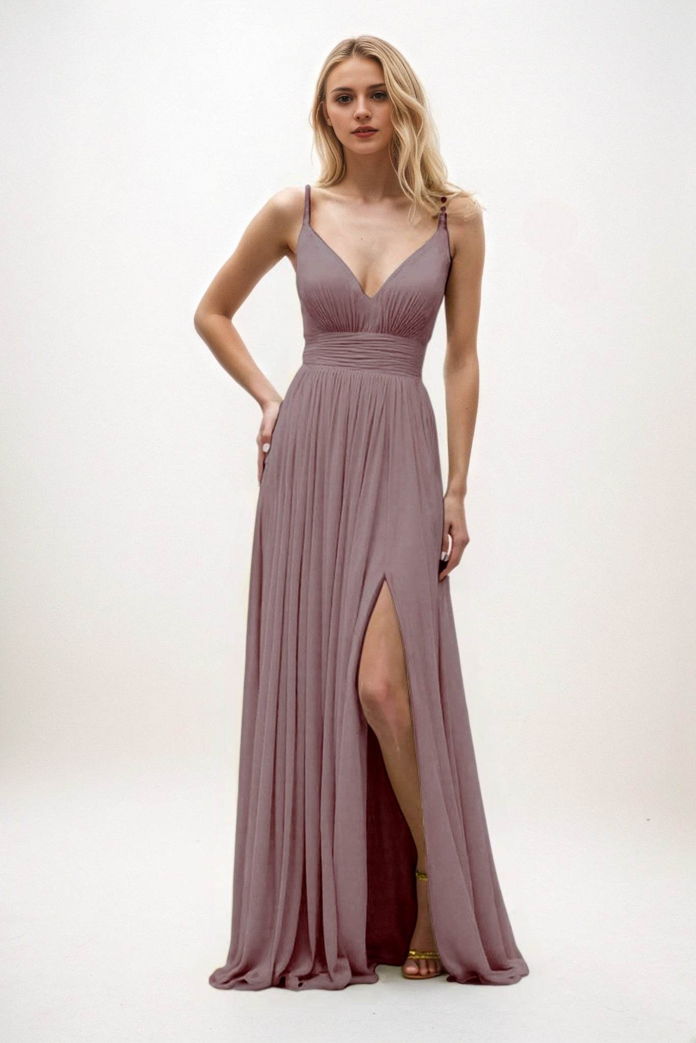 A-Line Maxi Chiffon Bridesmaid Dress CB0825