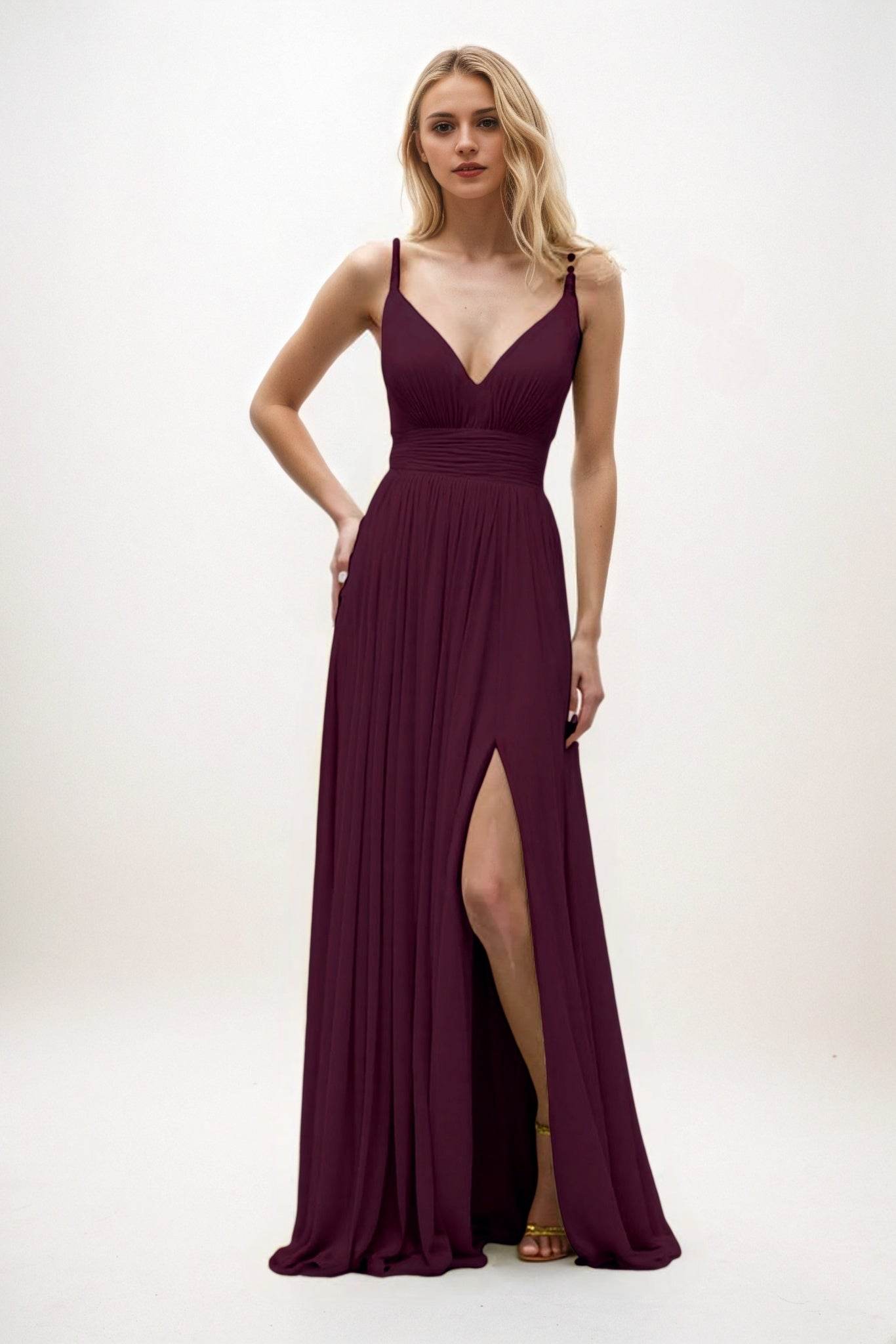 A-Line Maxi Chiffon Bridesmaid Dress CB0825