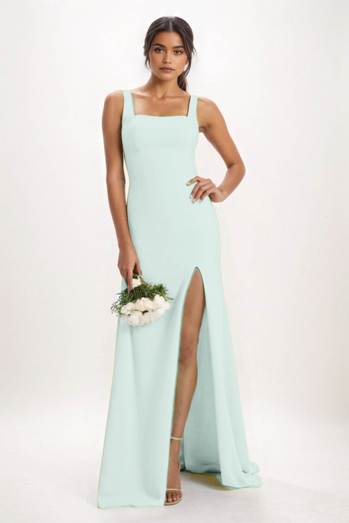 Sheath-Column Maxi Chiffon Bridesmaid Dress CB0826