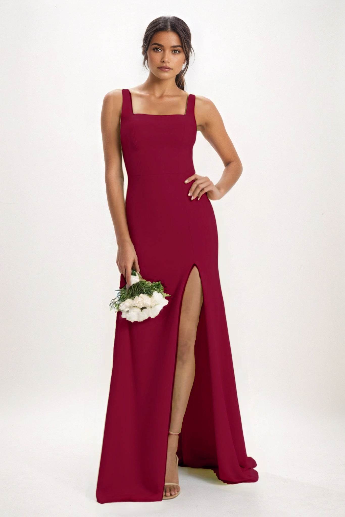 Sheath-Column Maxi Chiffon Bridesmaid Dress CB0826
