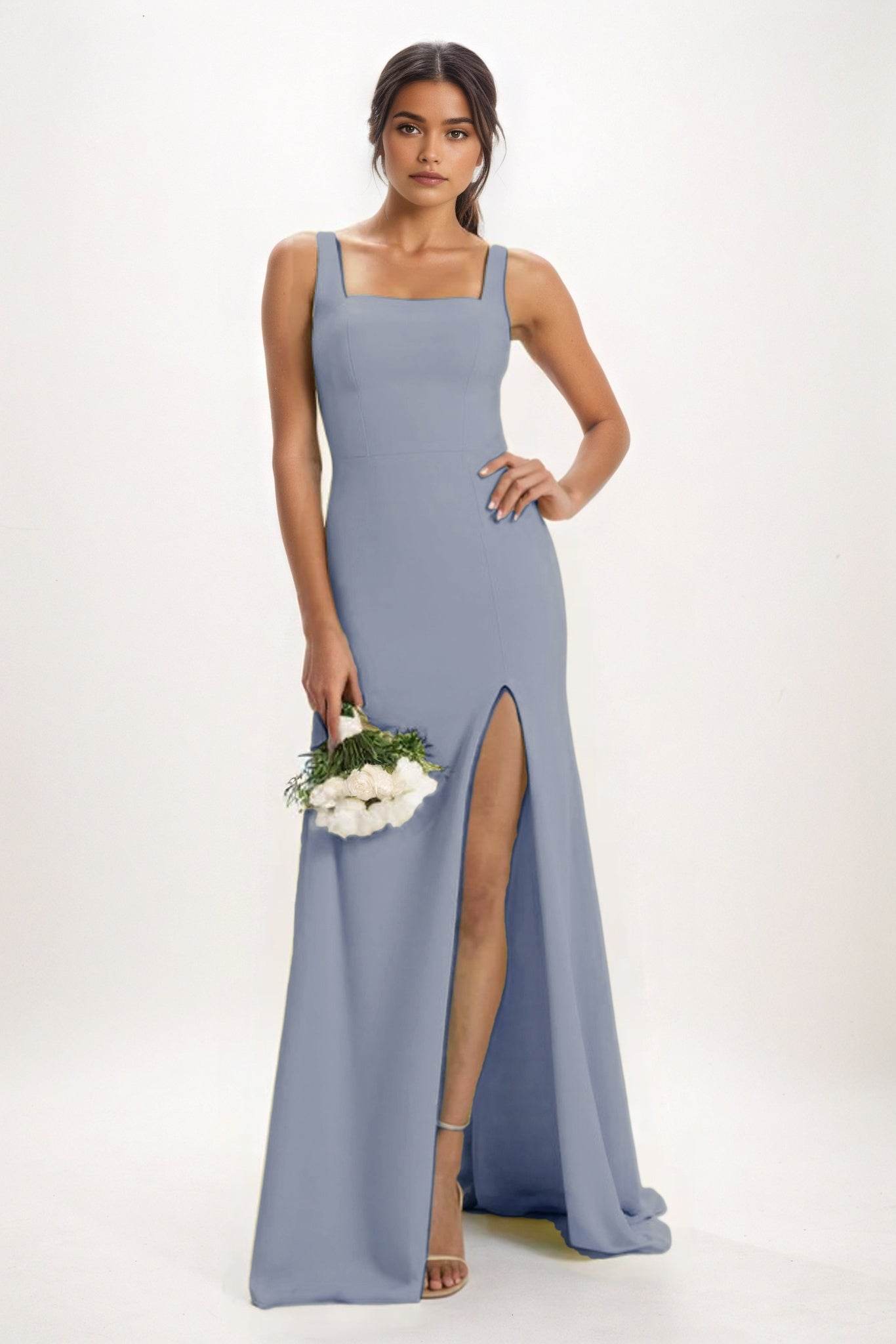 Sheath-Column Maxi Chiffon Bridesmaid Dress CB0826