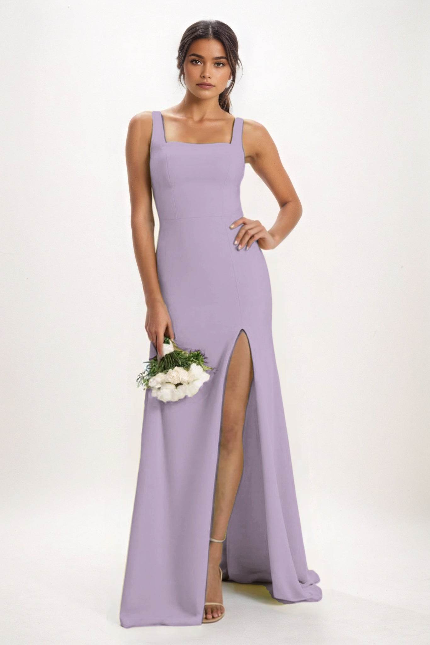 Sheath-Column Maxi Chiffon Bridesmaid Dress CB0826