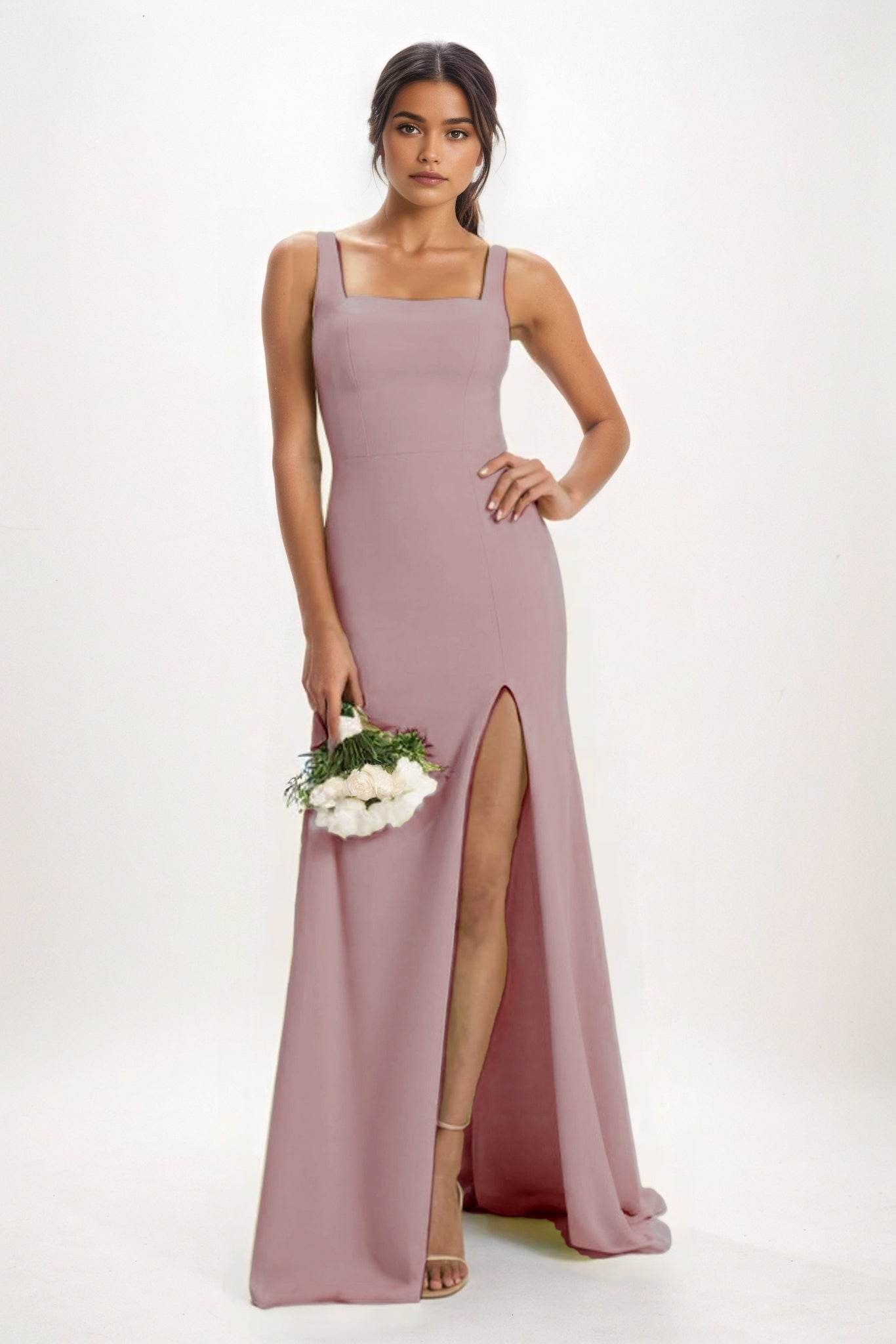 Sheath-Column Maxi Chiffon Bridesmaid Dress CB0826