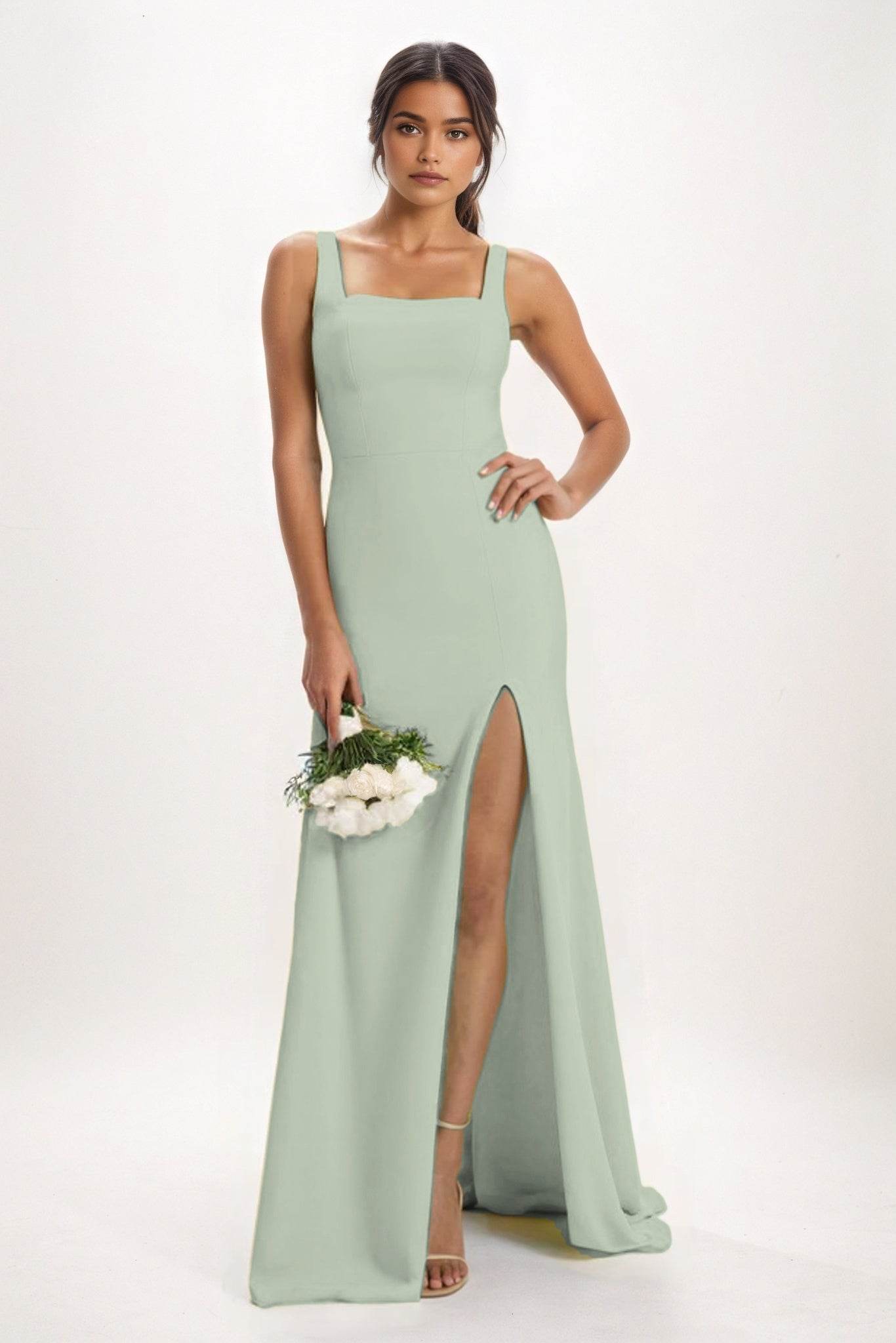 Sheath-Column Maxi Chiffon Bridesmaid Dress CB0826