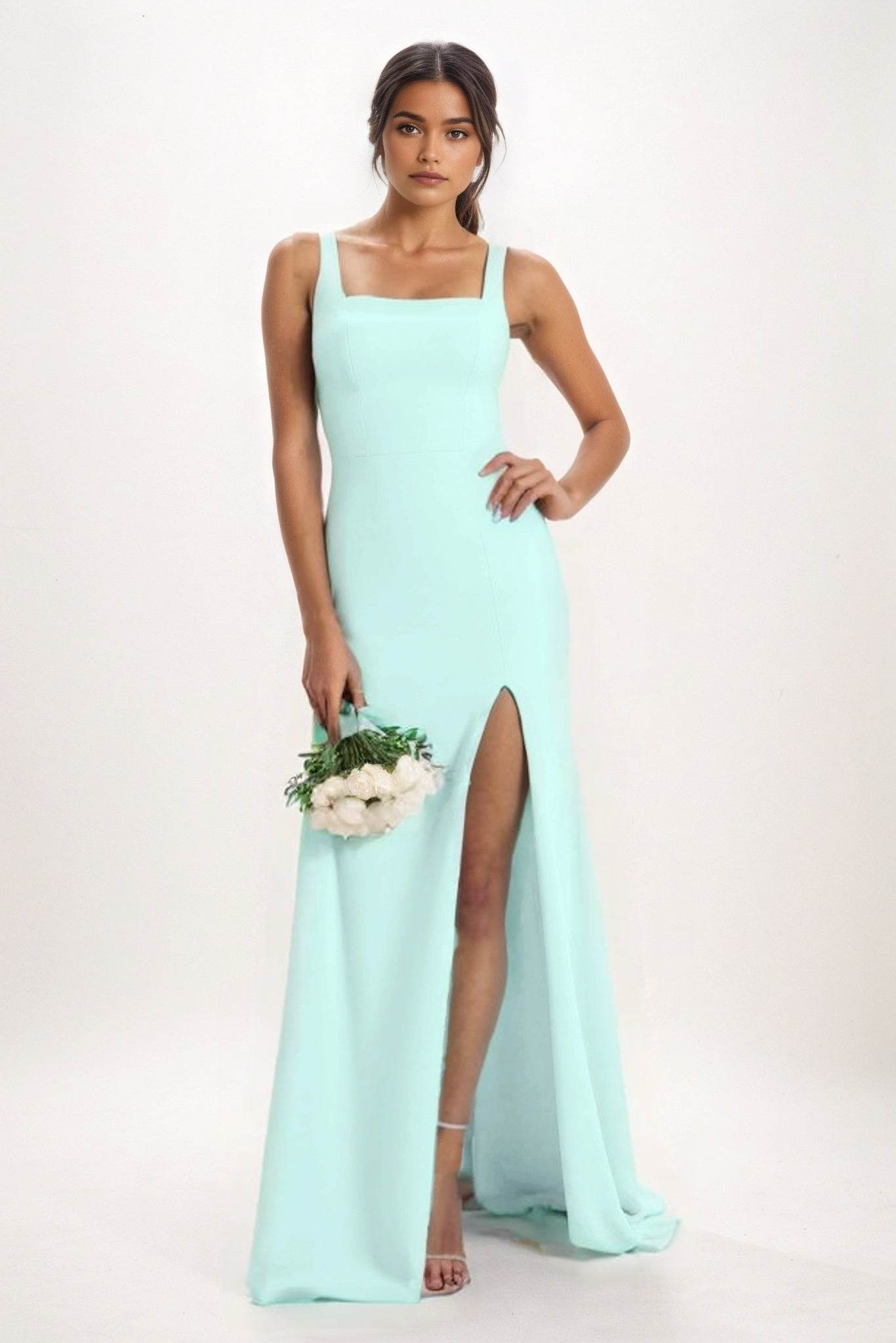Sheath-Column Maxi Chiffon Bridesmaid Dress CB0826