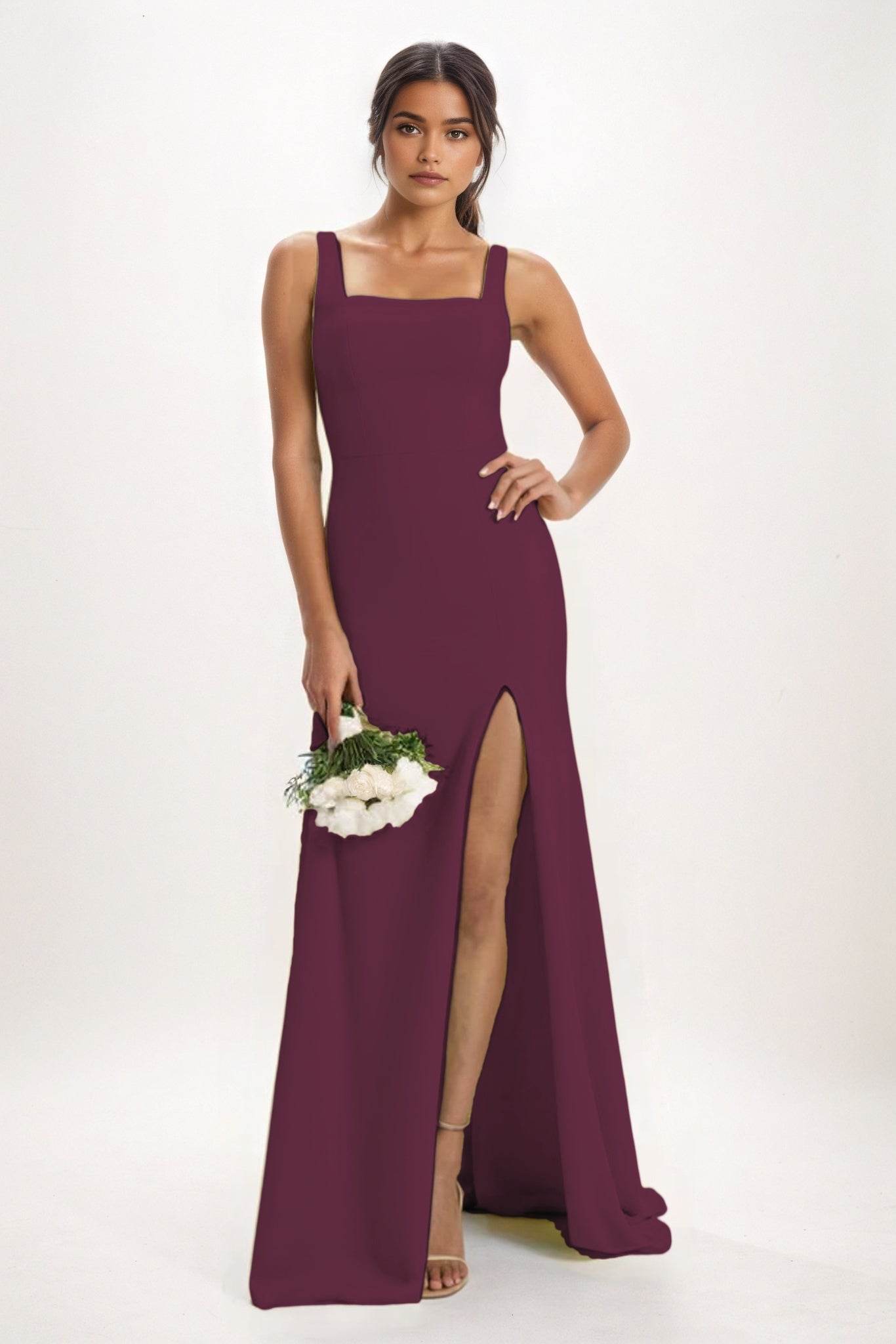 Sheath-Column Maxi Chiffon Bridesmaid Dress CB0826