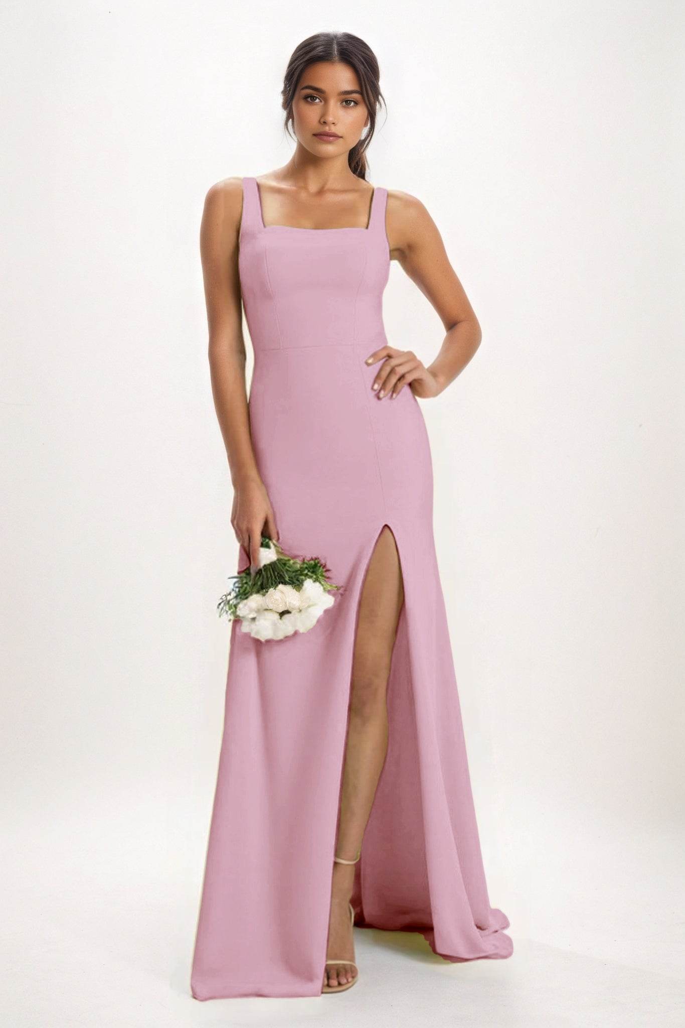 Sheath-Column Maxi Chiffon Bridesmaid Dress CB0826