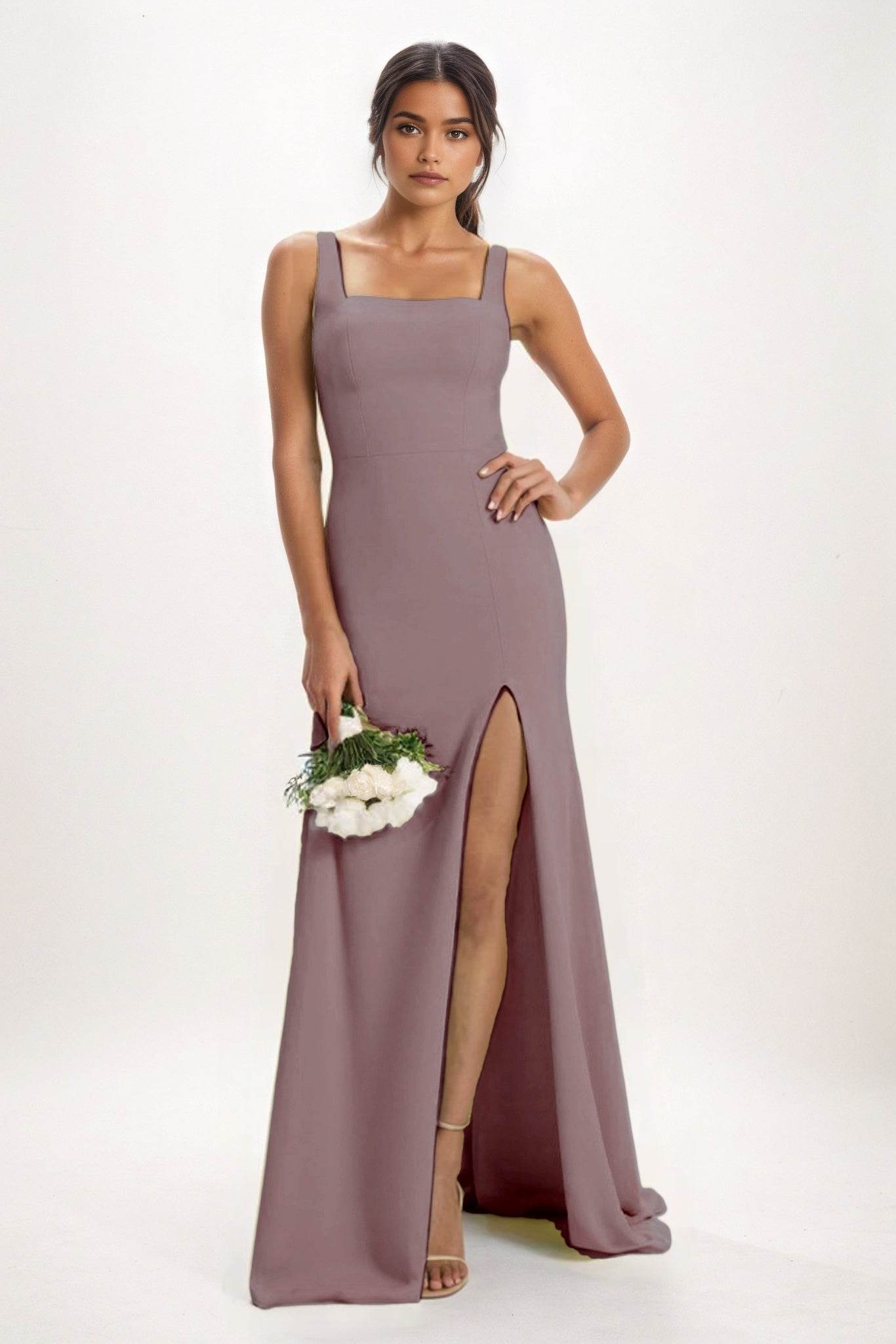 Sheath-Column Maxi Chiffon Bridesmaid Dress CB0826