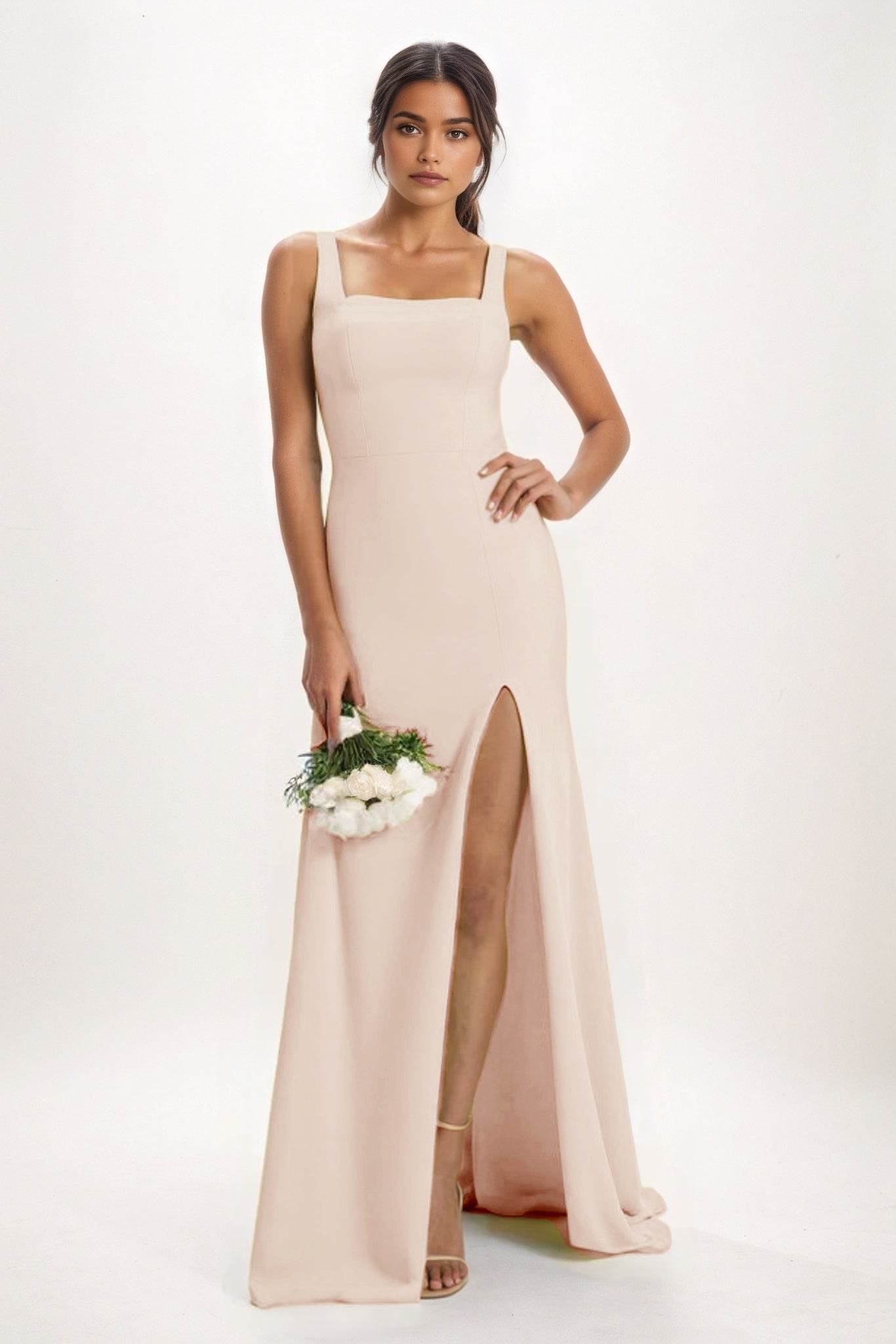 Sheath-Column Maxi Chiffon Bridesmaid Dress CB0826