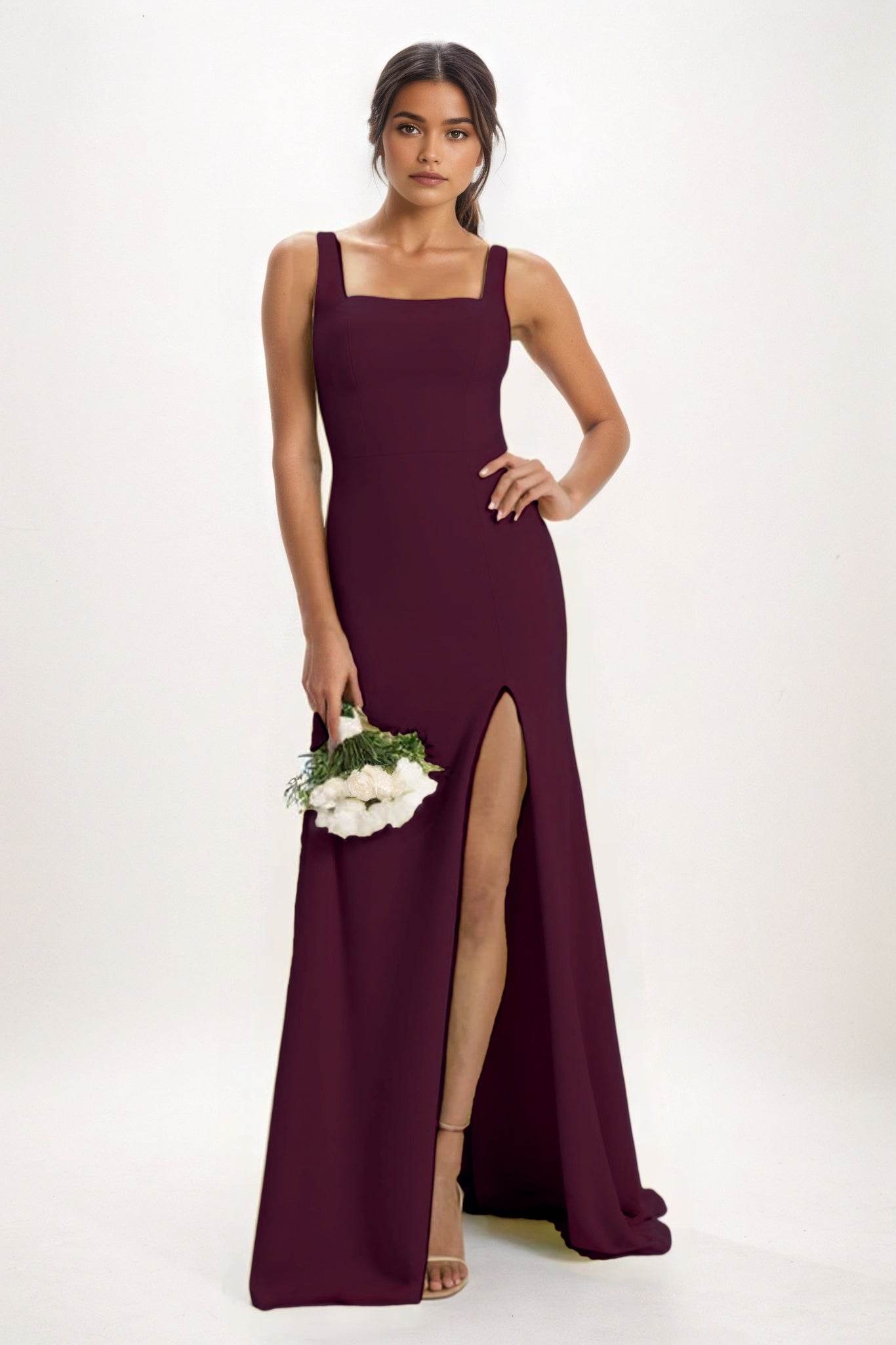 Sheath-Column Maxi Chiffon Bridesmaid Dress CB0826