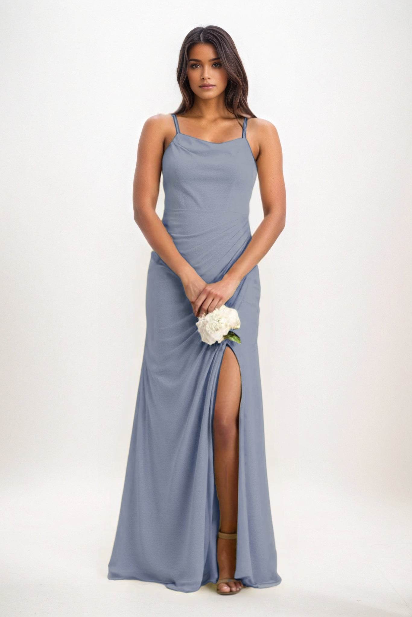 Sheath-Column Maxi Chiffon Bridesmaid Dress CB0827