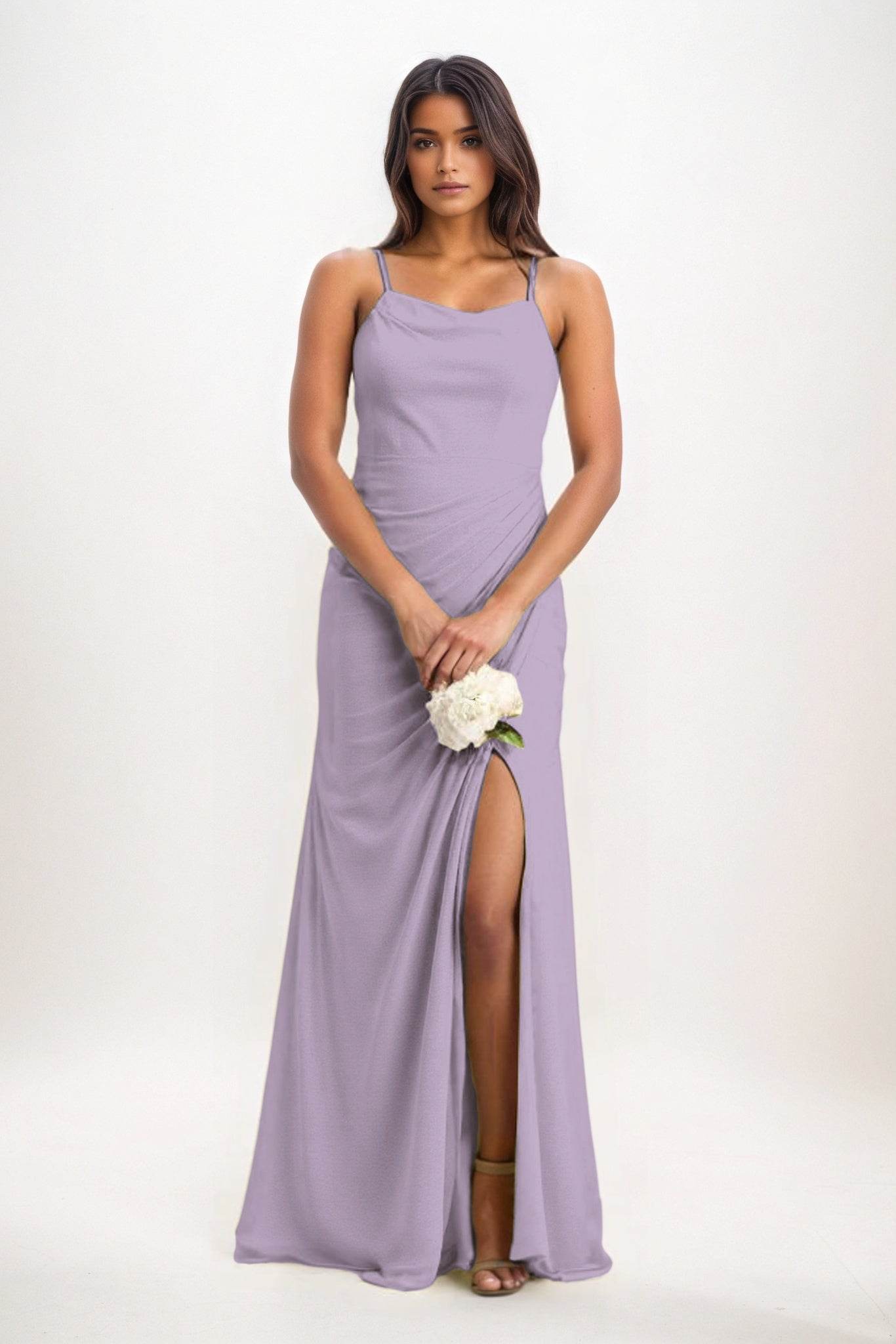 Sheath-Column Maxi Chiffon Bridesmaid Dress CB0827
